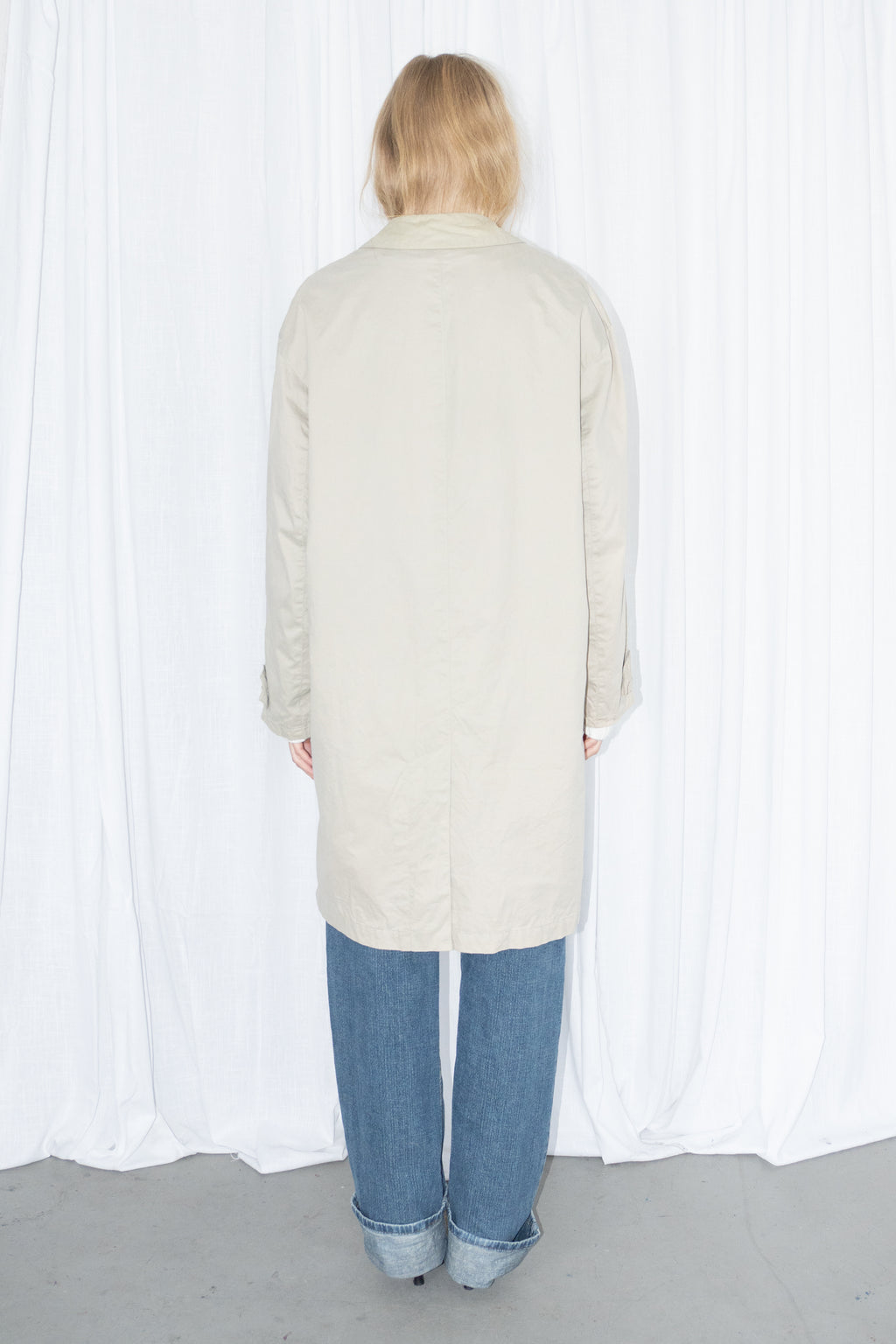 Beige Long Trench Coat Cotton - Size XL