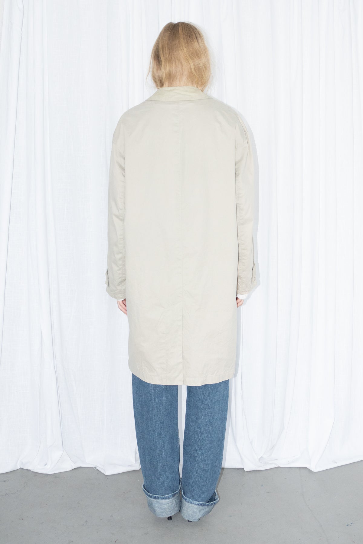 Beige Long Trench Coat Cotton - Size XL