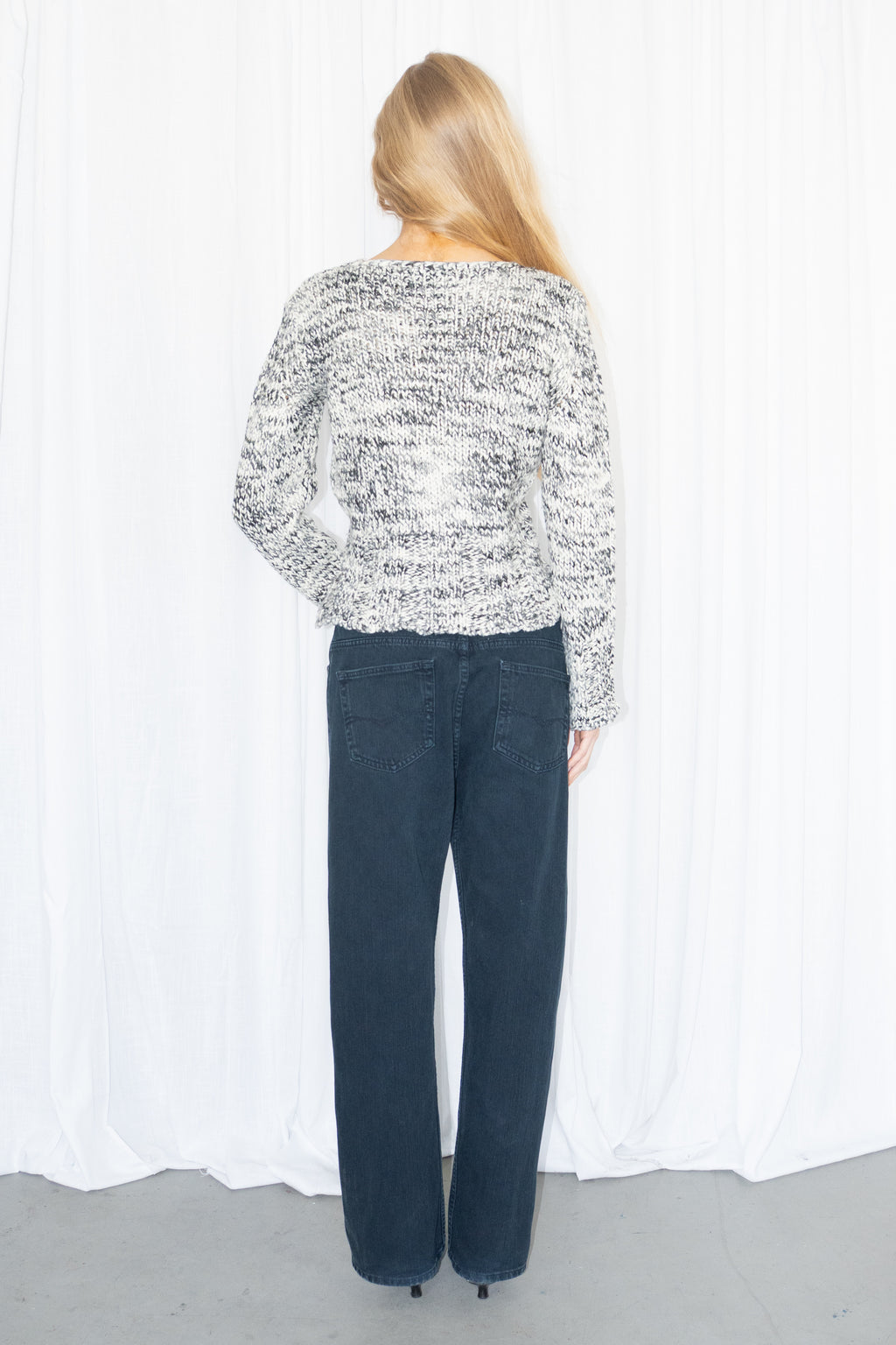 50% Wool Mixed Knit Sweater Cream - Size M/L