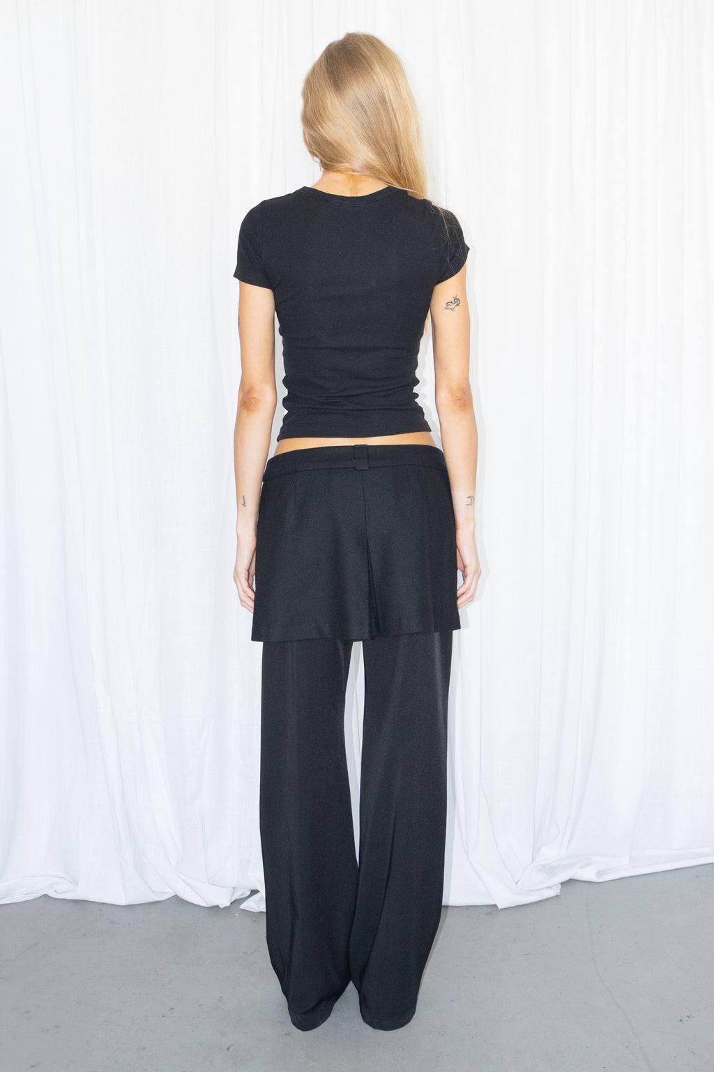 Black Wool Wrap Skirt - Size M