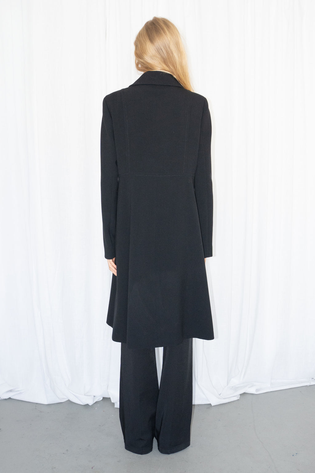 Black Double Breasted Coat - Size M/L
