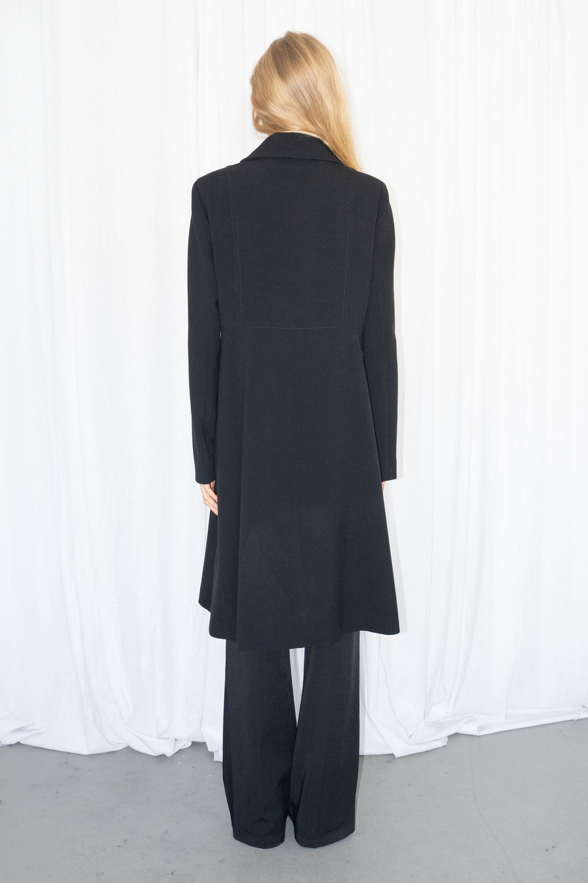 Black Double Breasted Coat - Size M/L