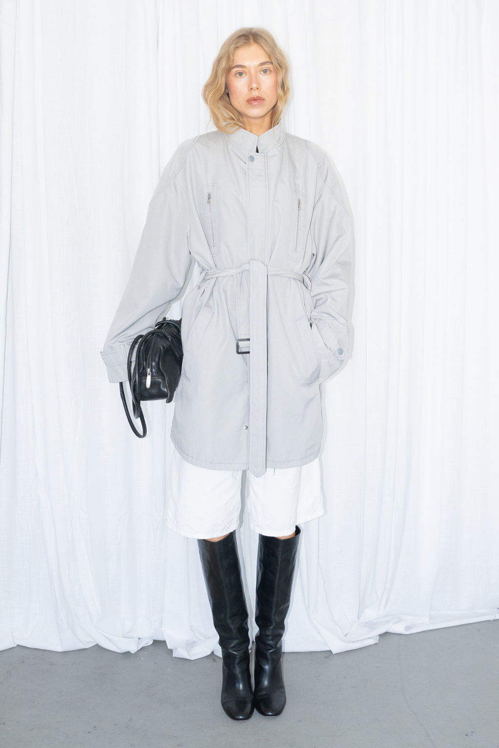 Grey Belted Trench Coat - Size XXL