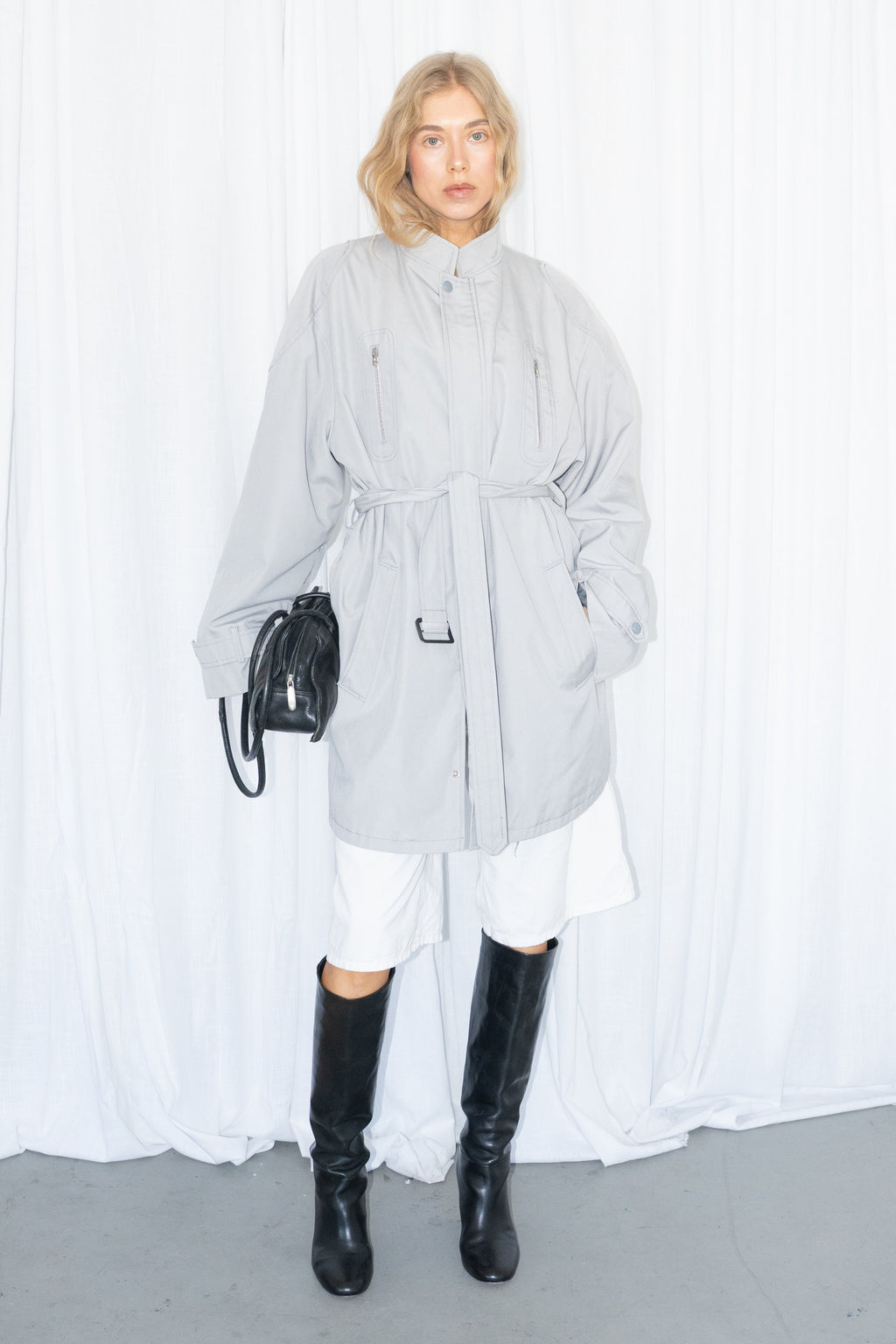 Grey Belted Trench Coat - Size XXL