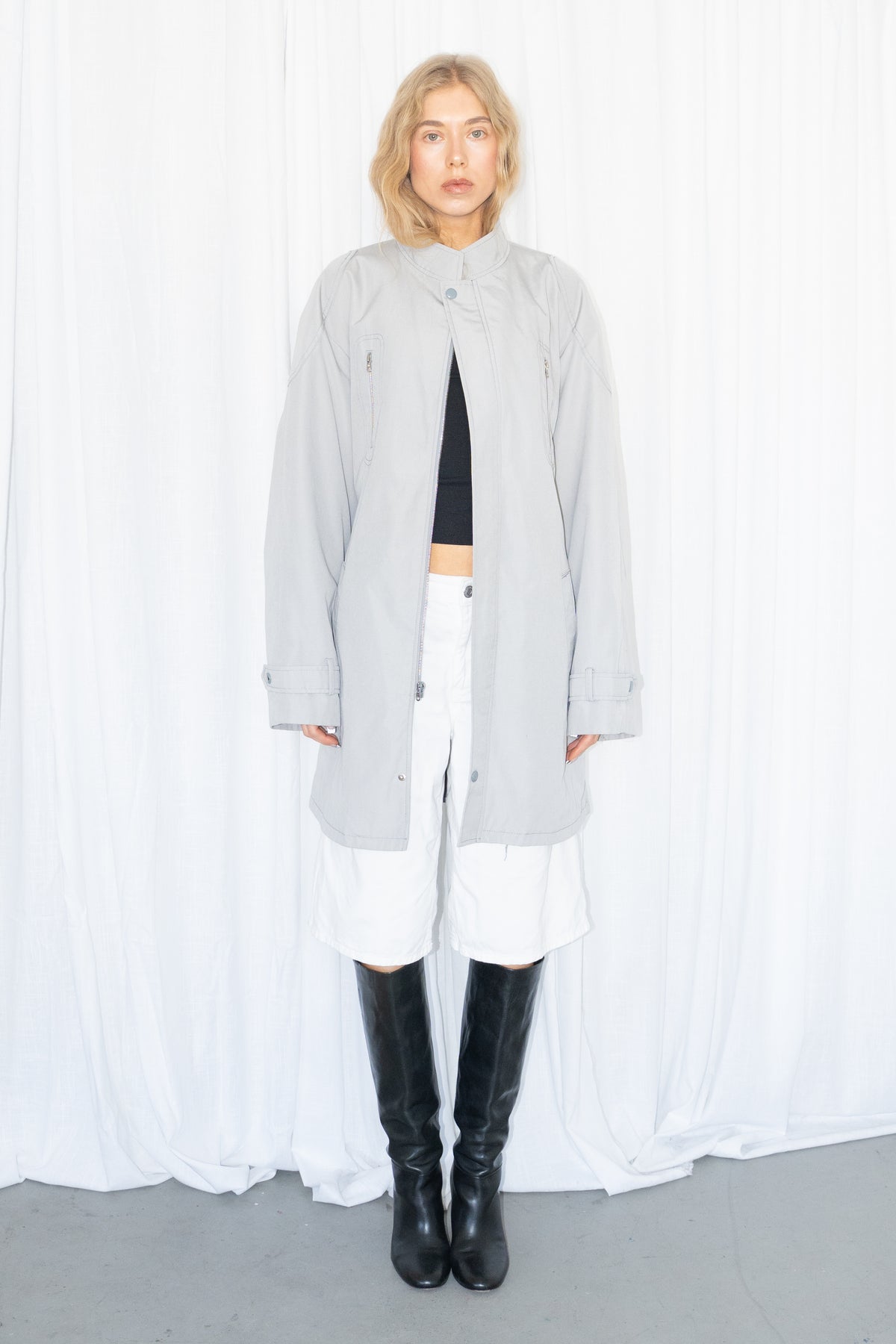 Grey Belted Trench Coat - Size XXL
