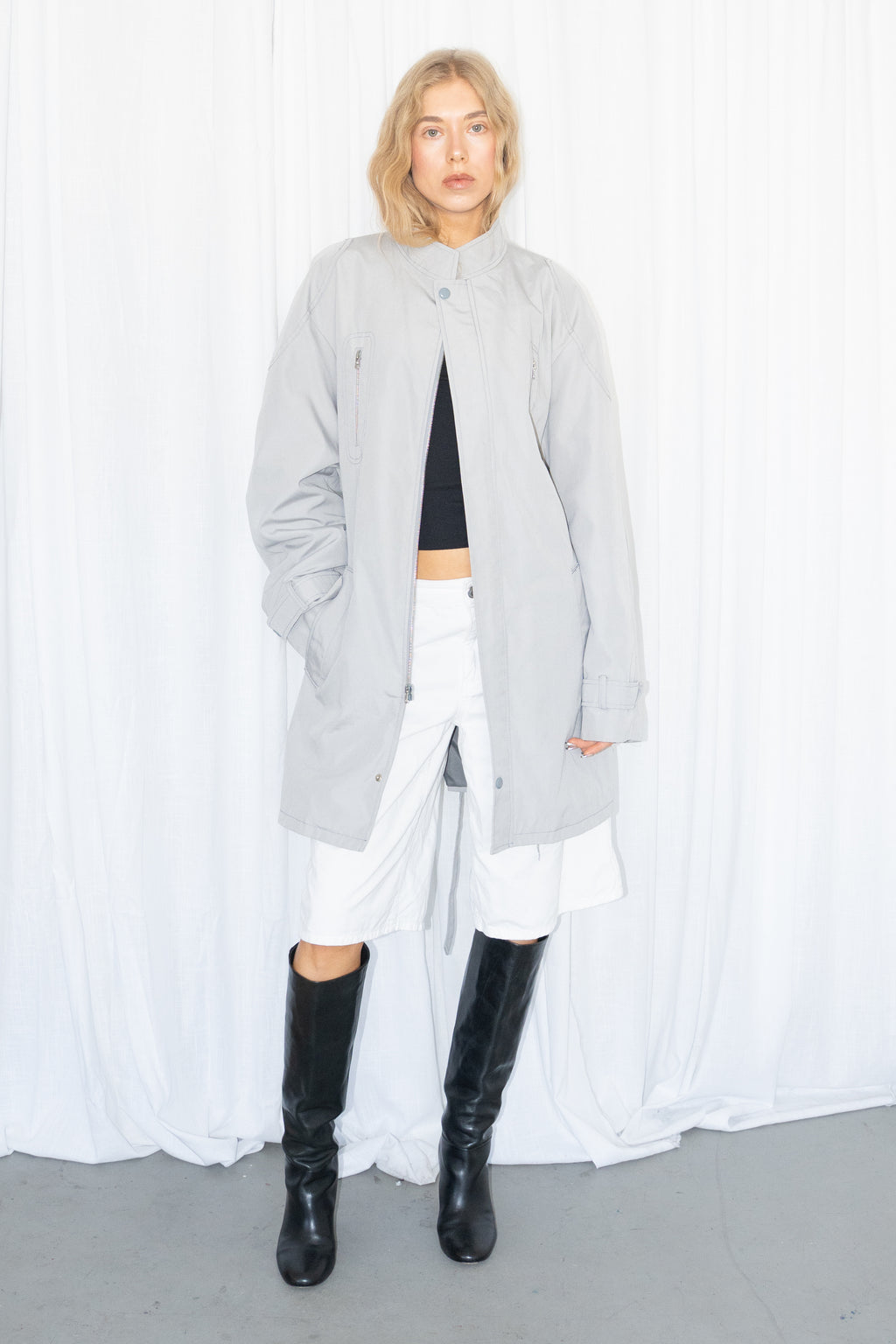 Grey Belted Trench Coat - Size XXL