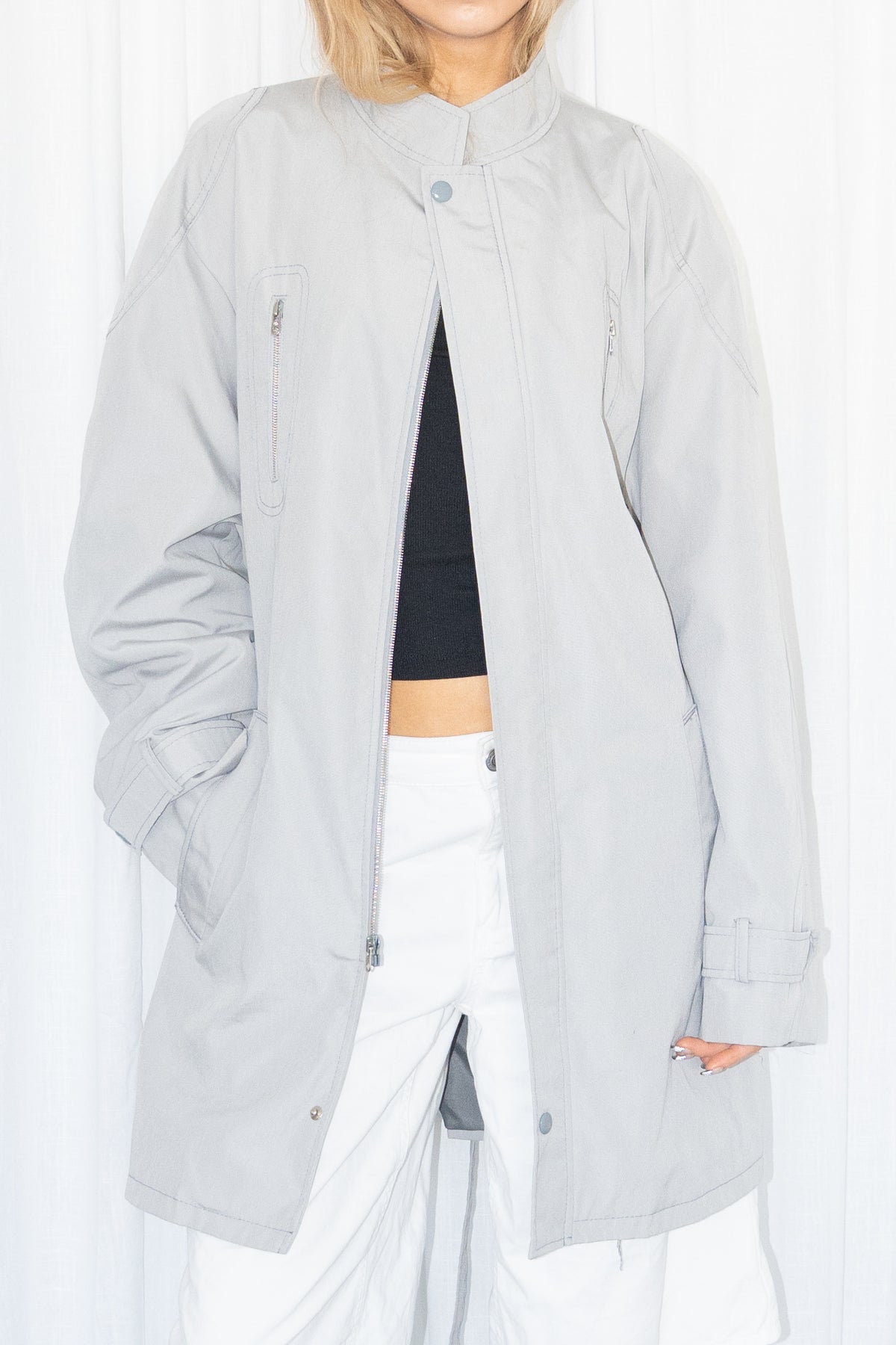 Grey Belted Trench Coat - Size XXL