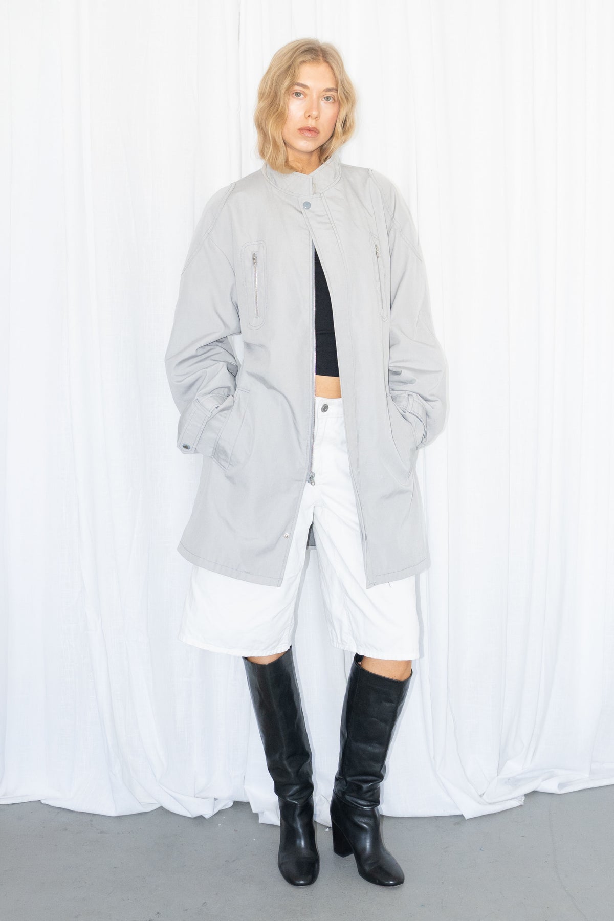 Grey Belted Trench Coat - Size XXL