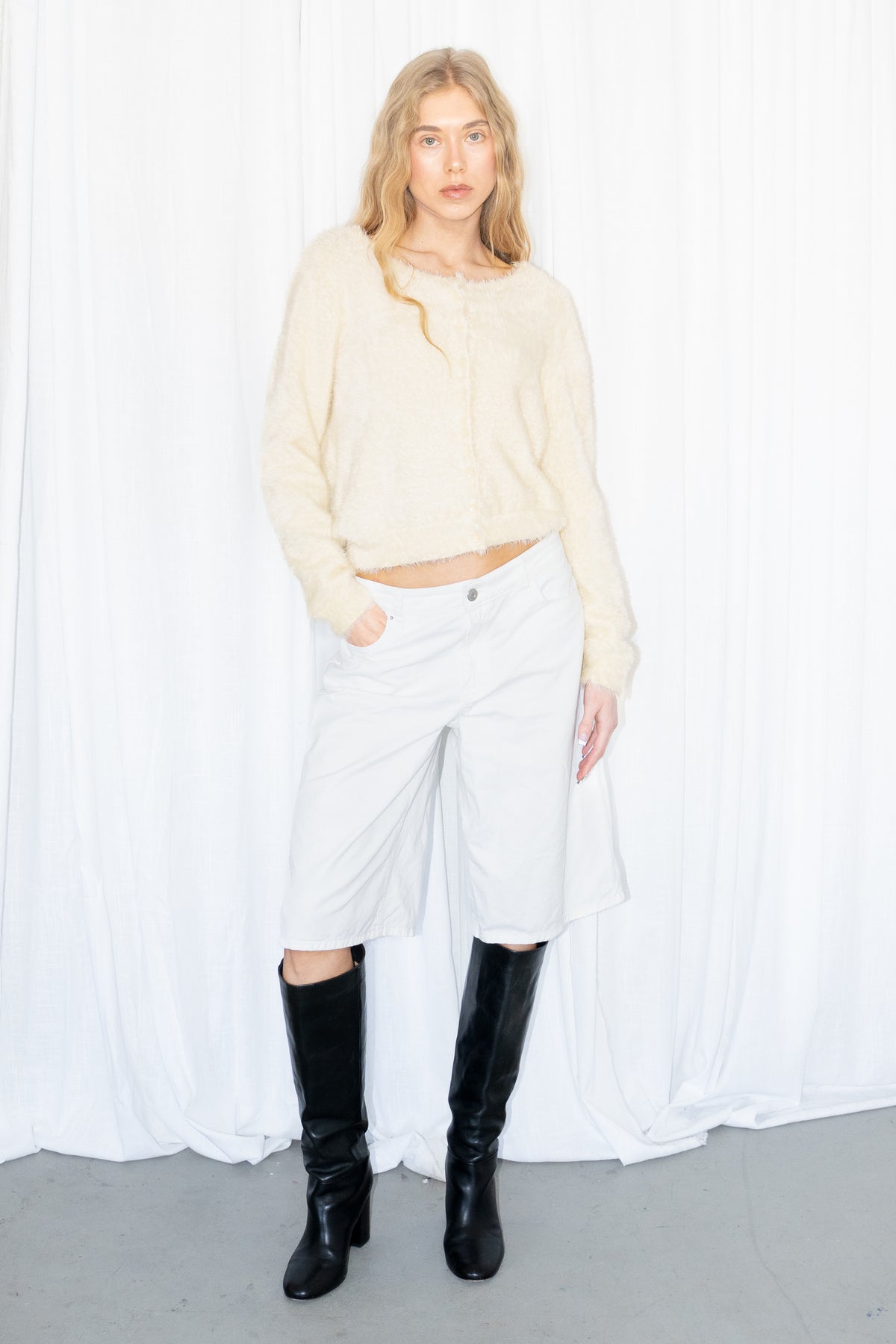 Light Yellow Fluffy Cardian - Size L