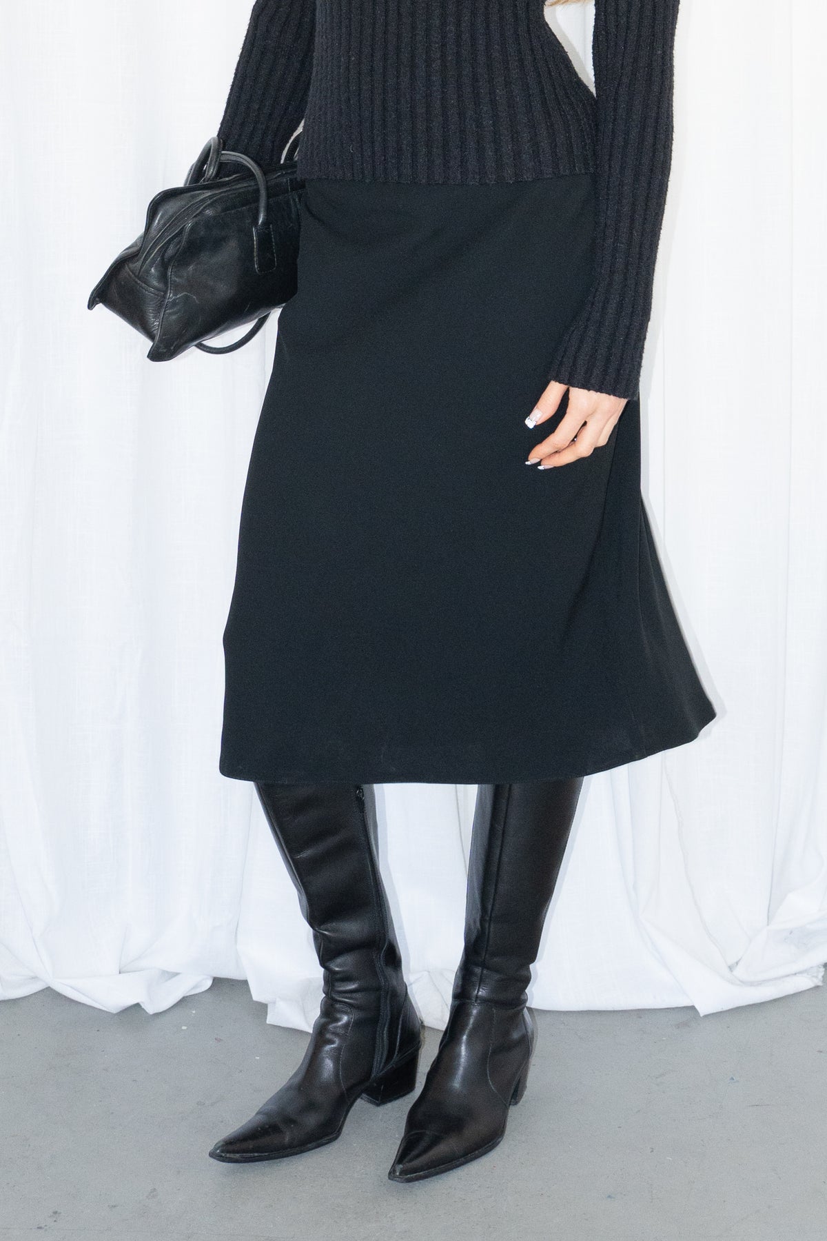 Black Flowy Midi Skirt - Size M/L