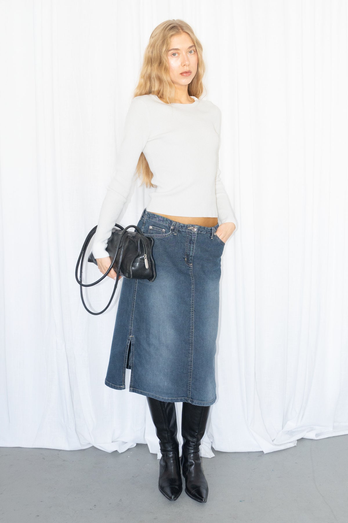 White Ribbed Top - Size S