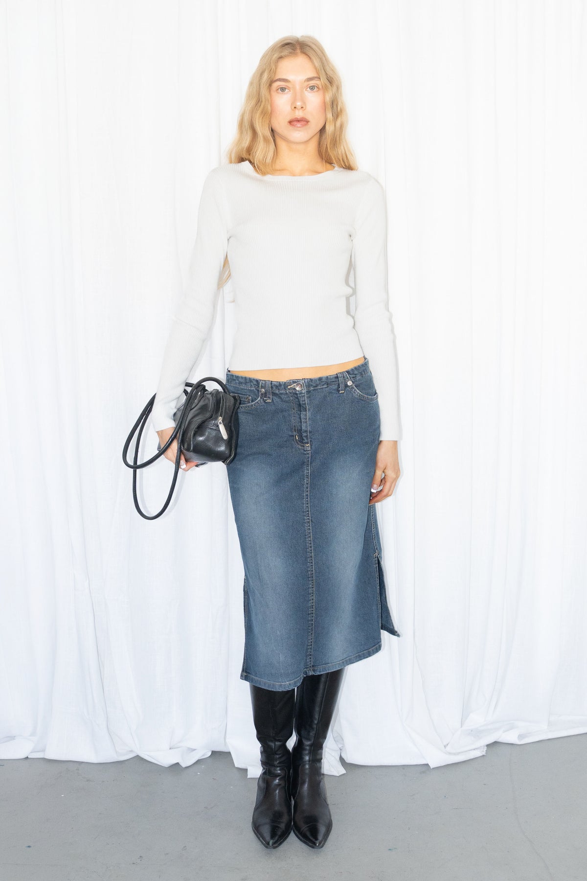 White Ribbed Top - Size S