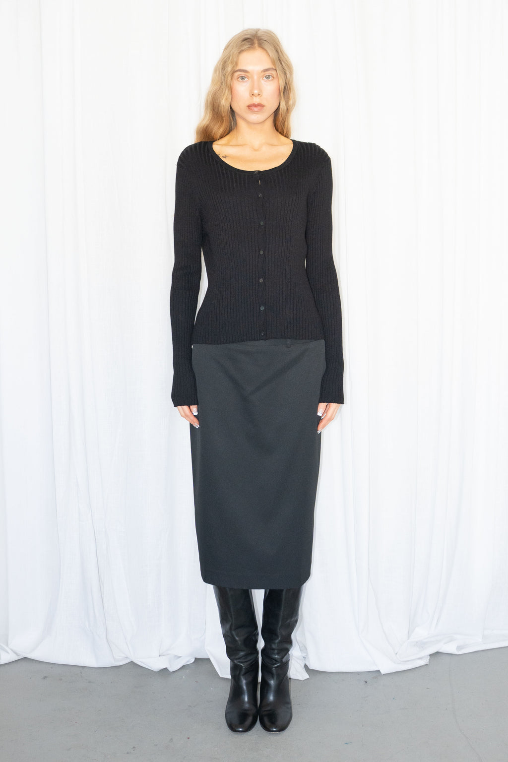 Black Long Midi Skirt - Size M
