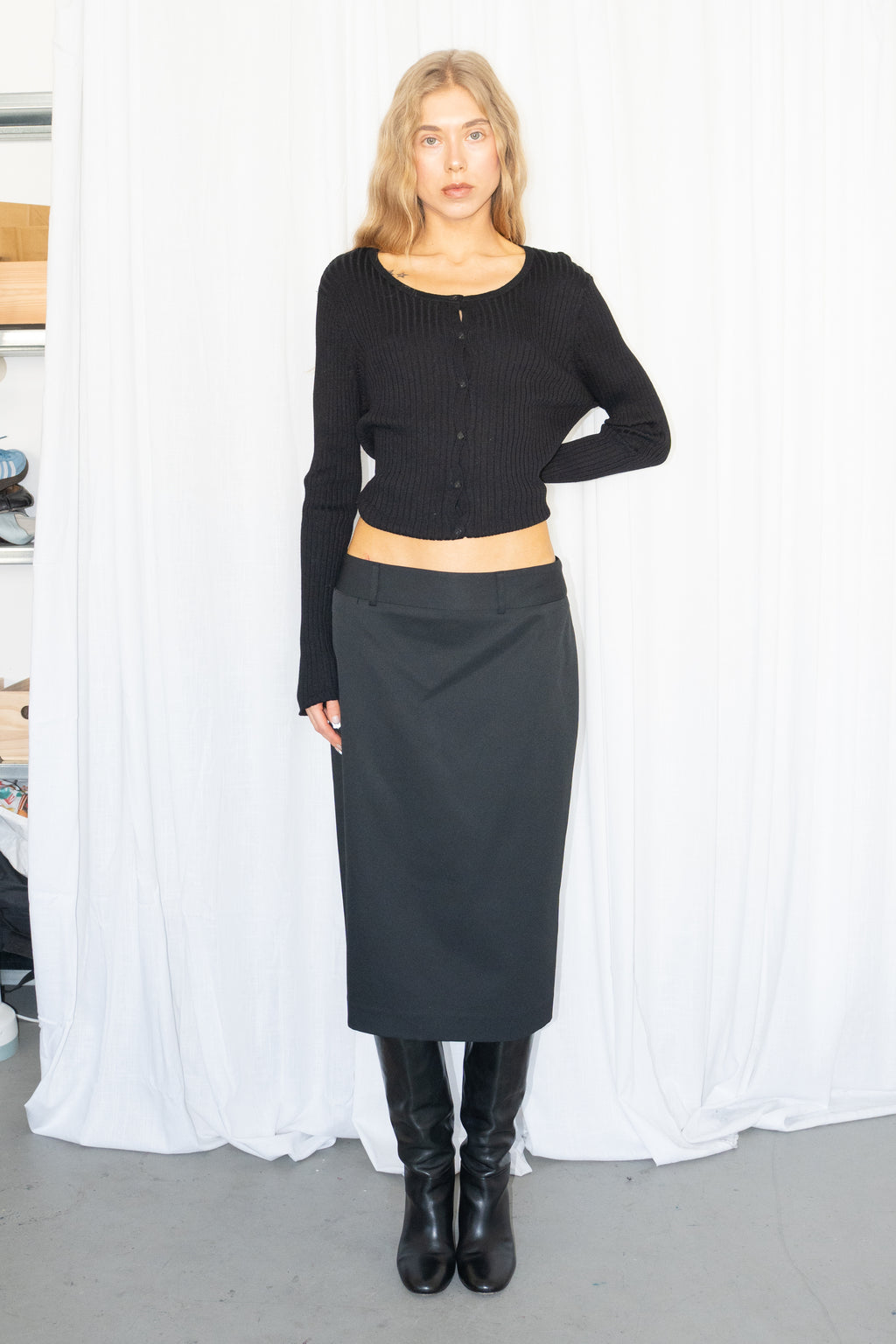 Black Long Midi Skirt - Size M