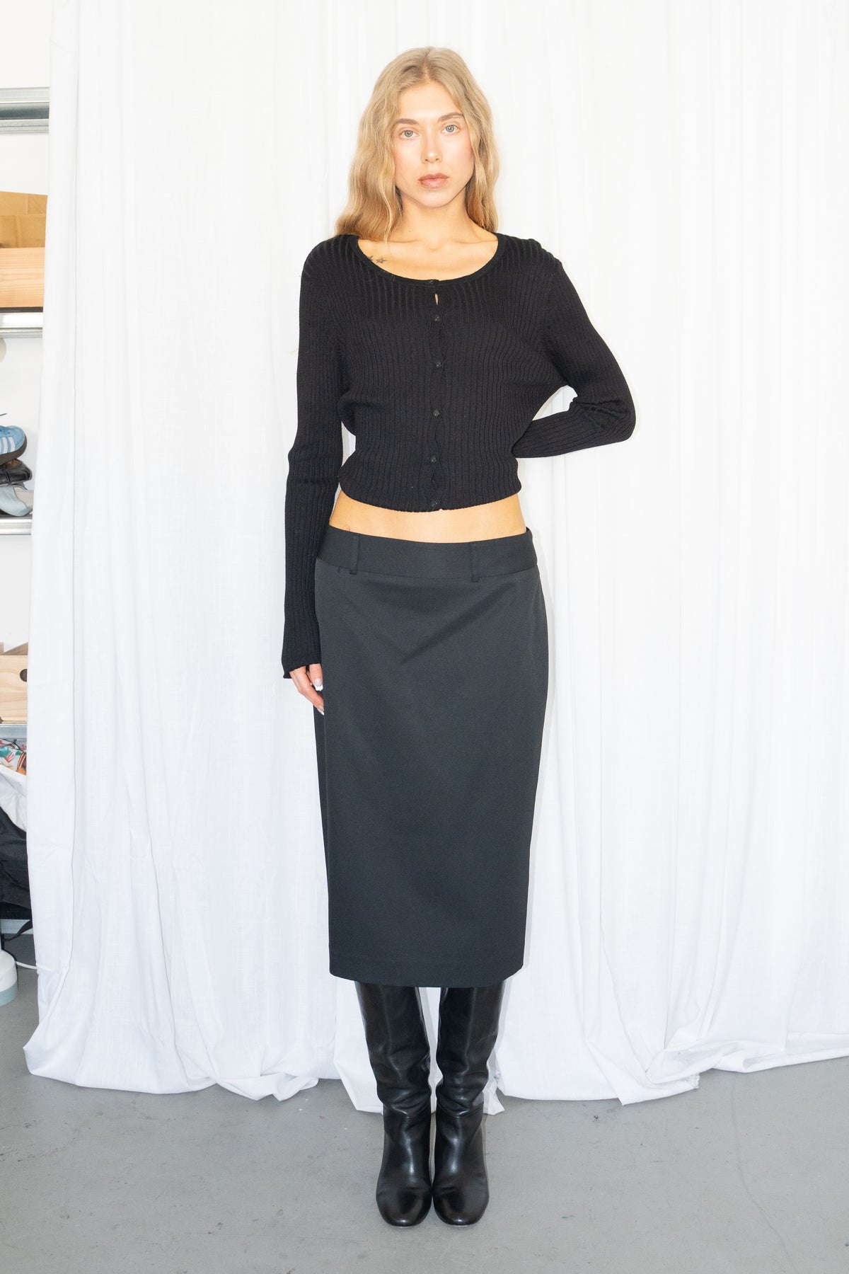 Black Long Midi Skirt - Size M