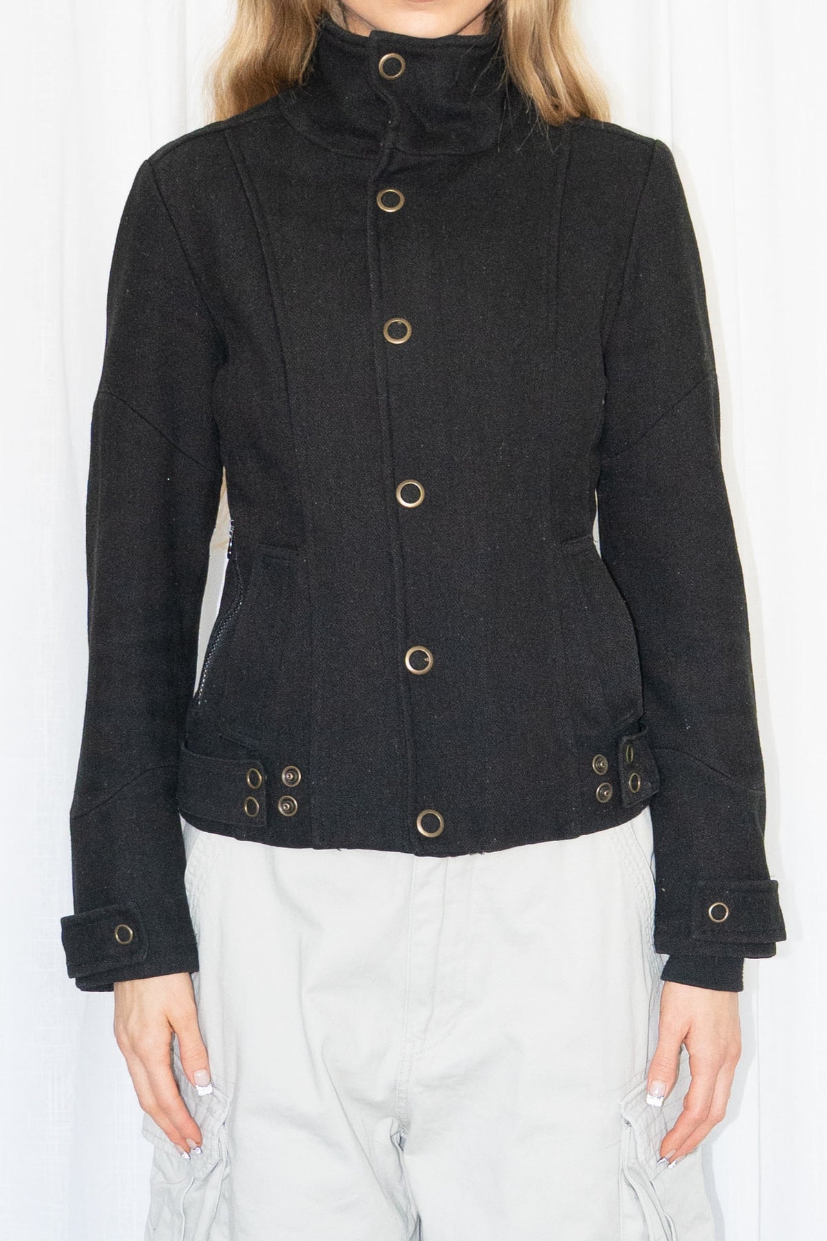 Wool Black Tailored Jacket - Size S