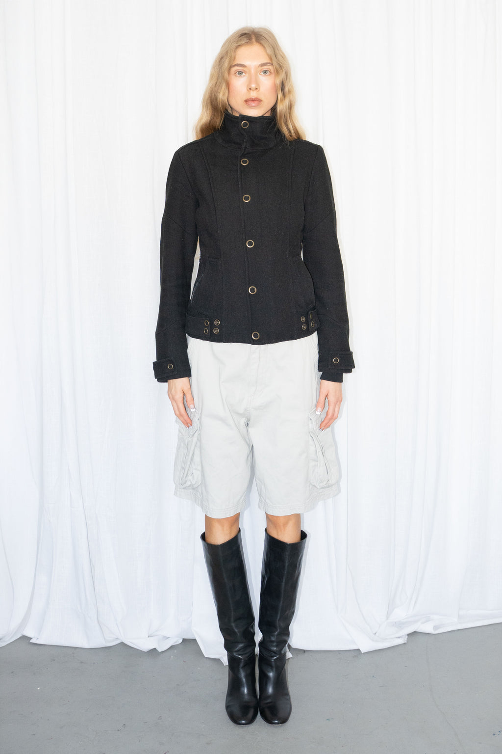 Wool Black Tailored Jacket - Size S