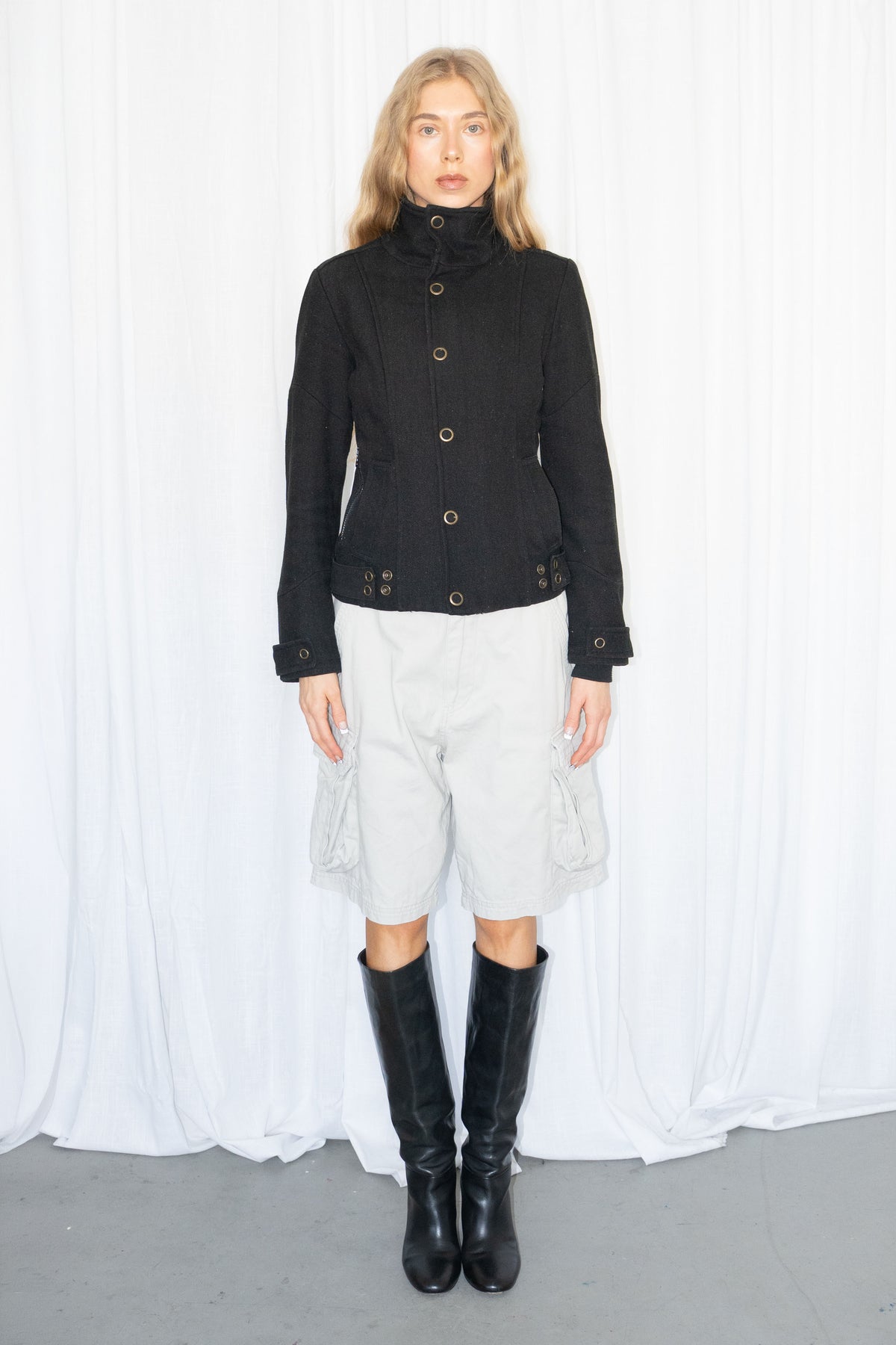 Wool Black Tailored Jacket - Size S