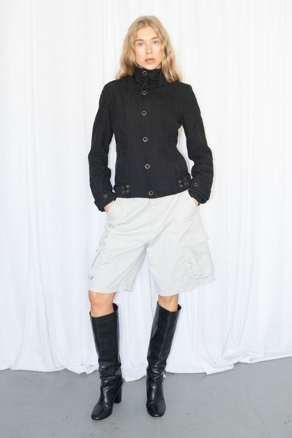 Wool Black Tailored Jacket - Size S