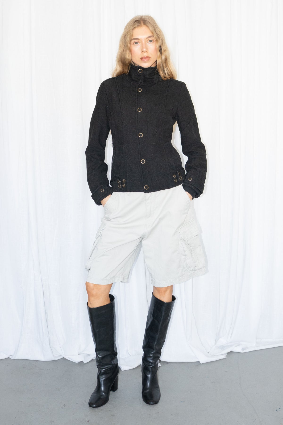 Wool Black Tailored Jacket - Size S