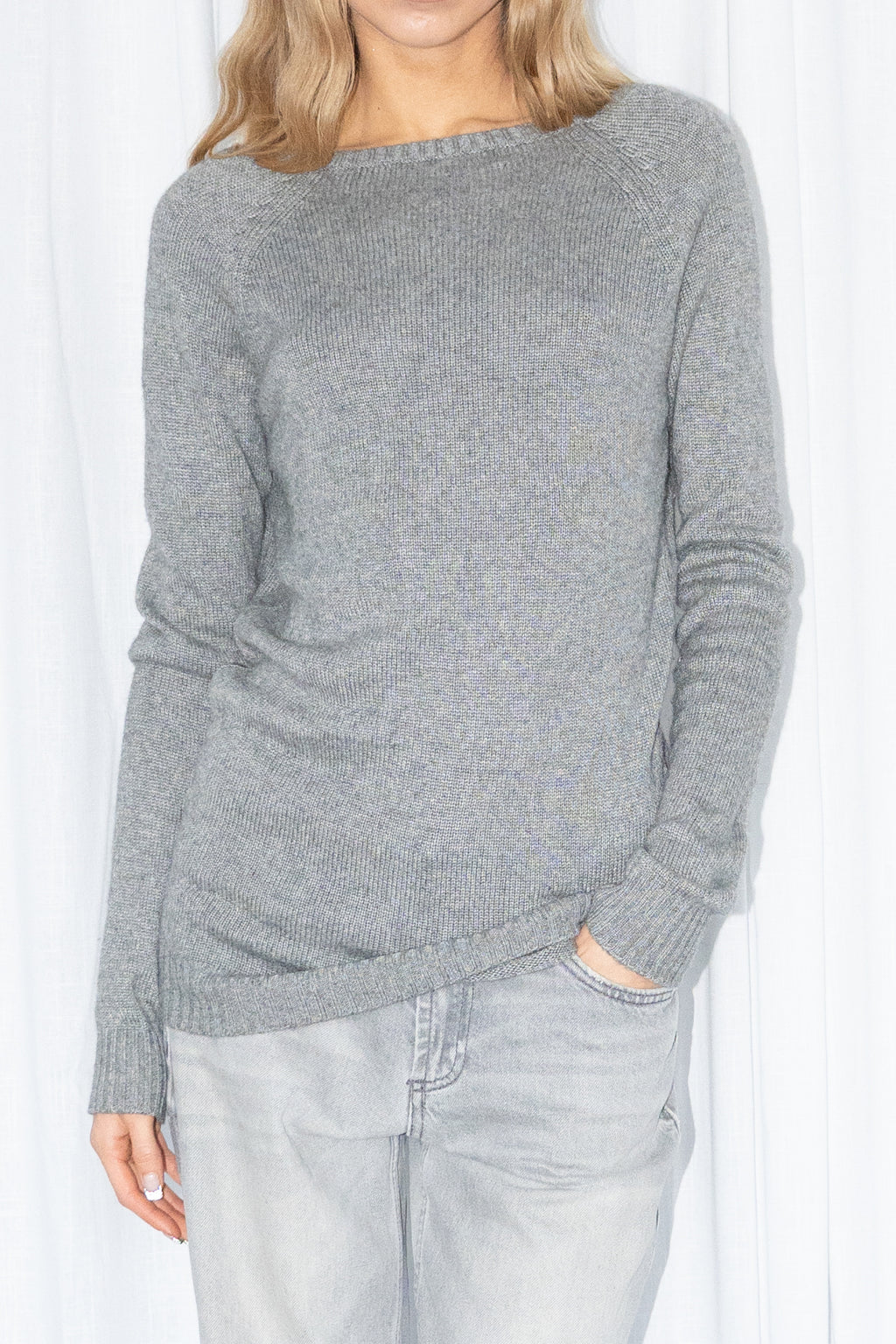 Open Back Grey Knit Sweater - Size M/L