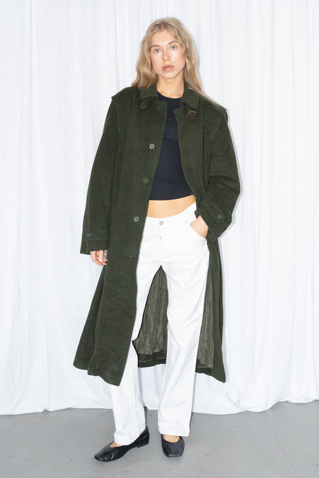 Green Long Coat - Size XL