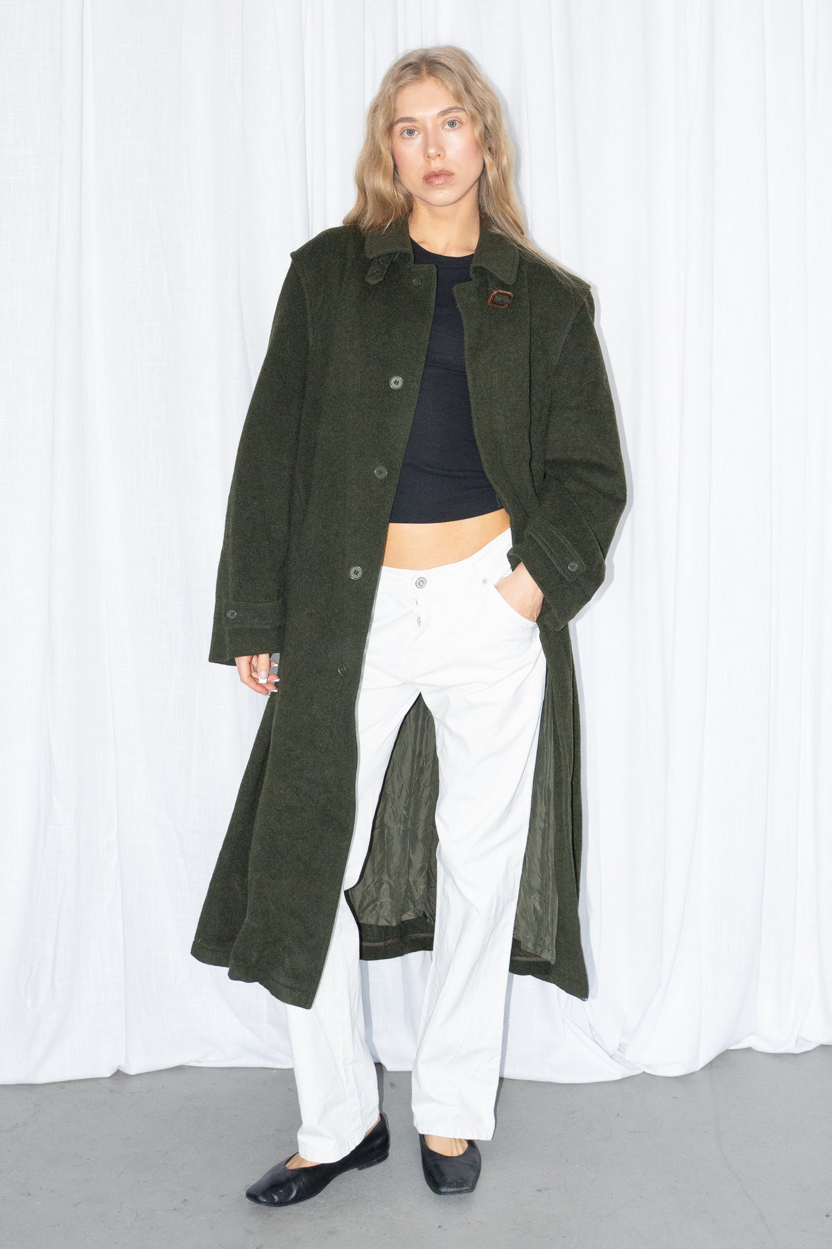 Green Long Coat - Size XL
