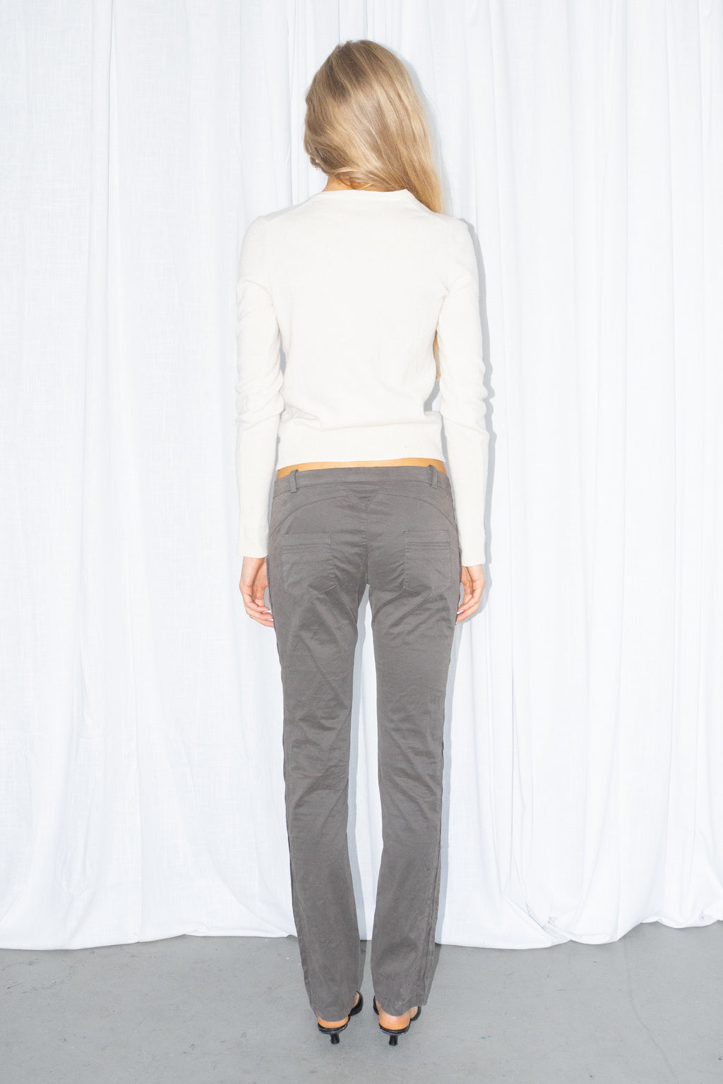 Dark Taupe Slim-Fit Trousers - Size S