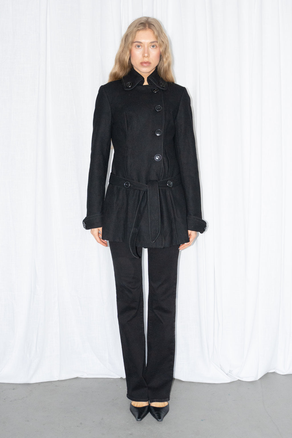 Black Wool Short Coat - Size S