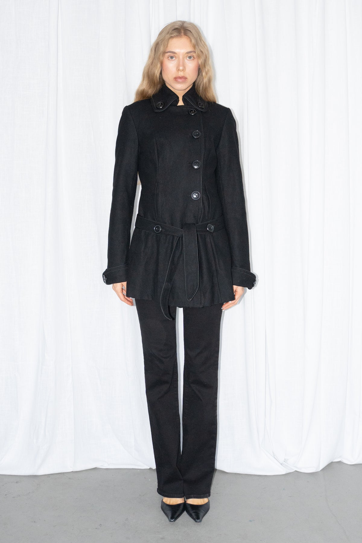 Black Wool Short Coat - Size S