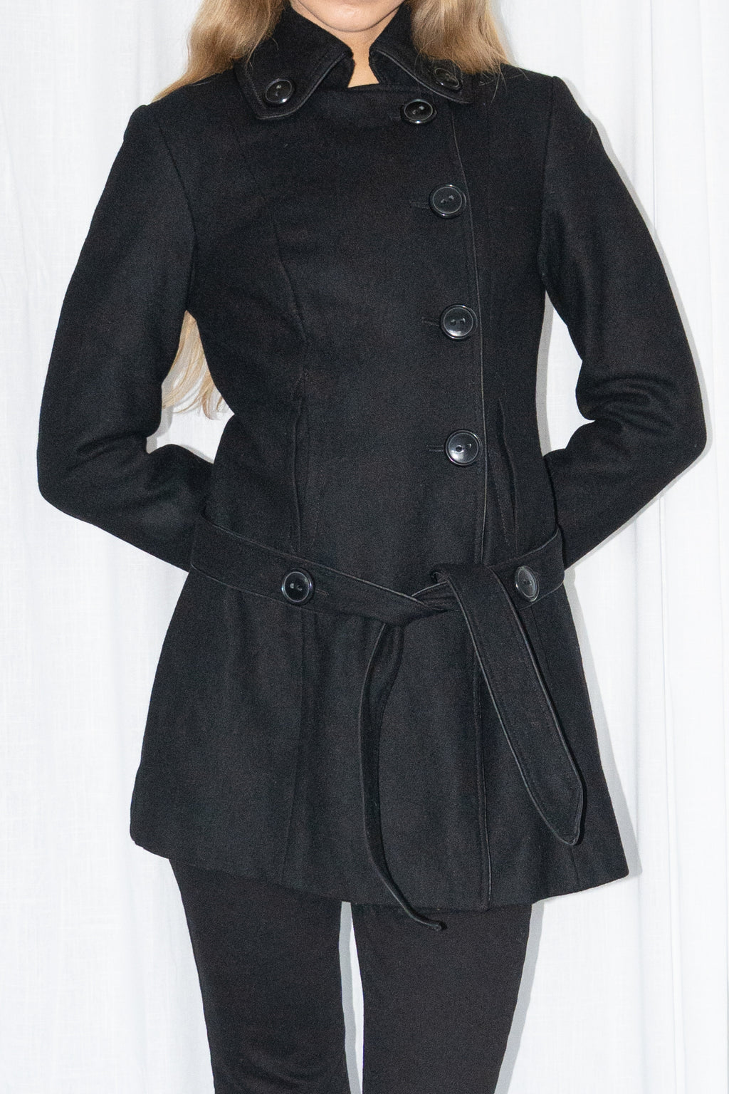Black Wool Short Coat - Size S