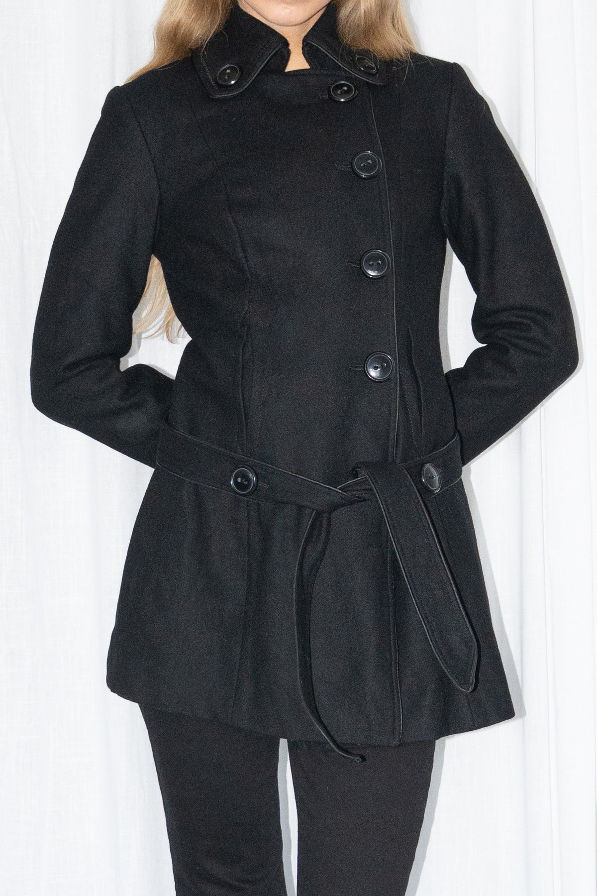 Black Wool Short Coat - Size S