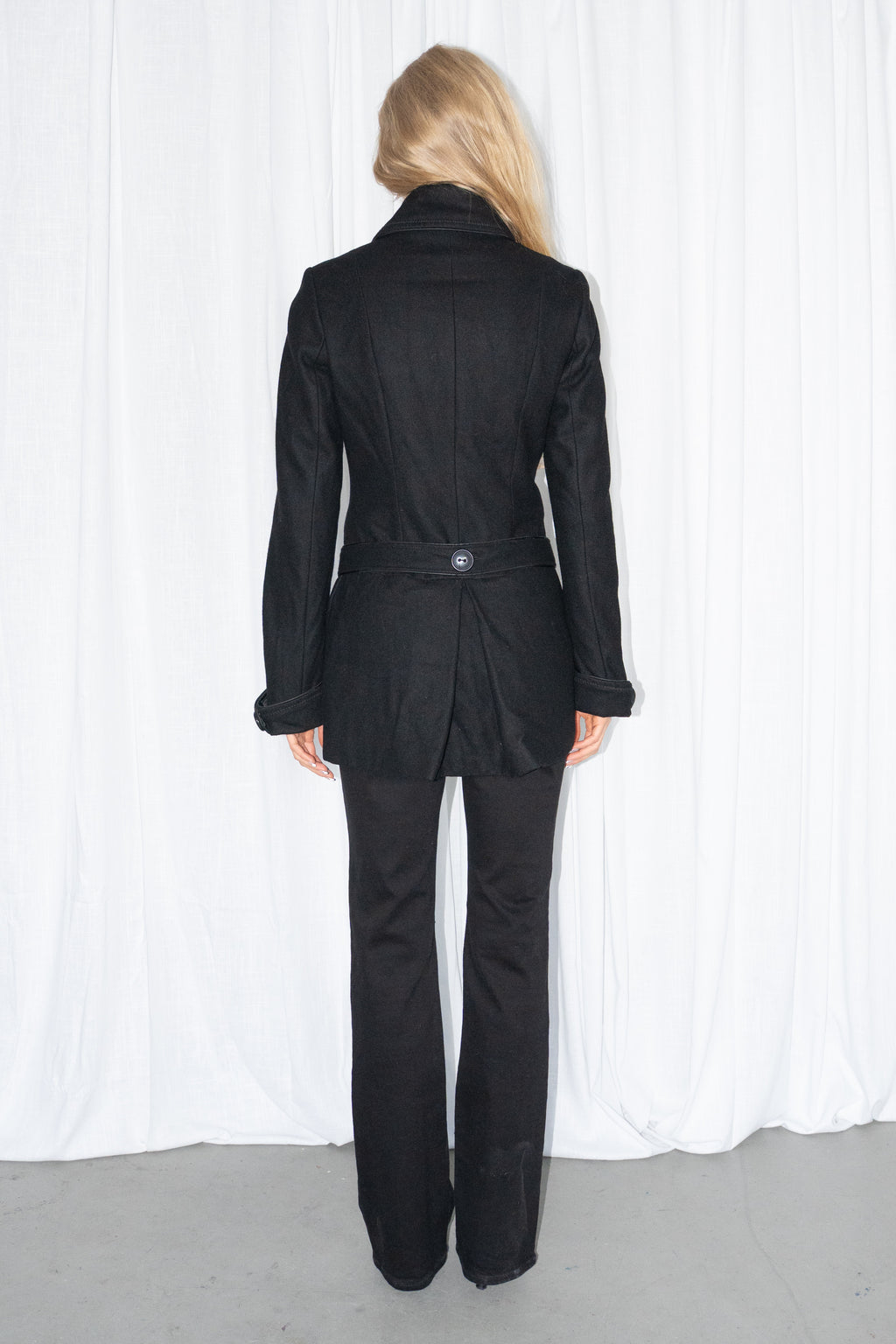 Black Wool Short Coat - Size S