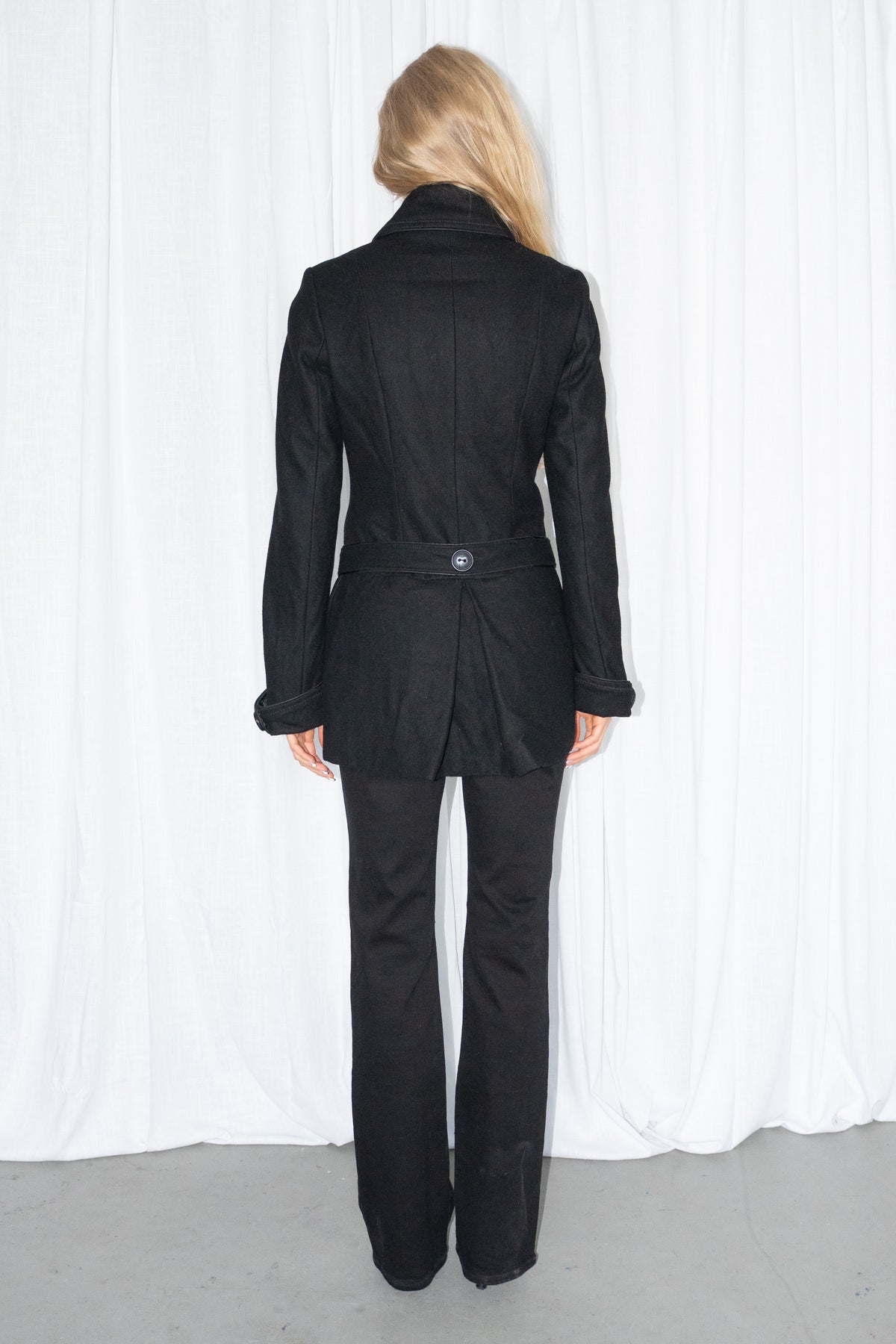 Black Wool Short Coat - Size S