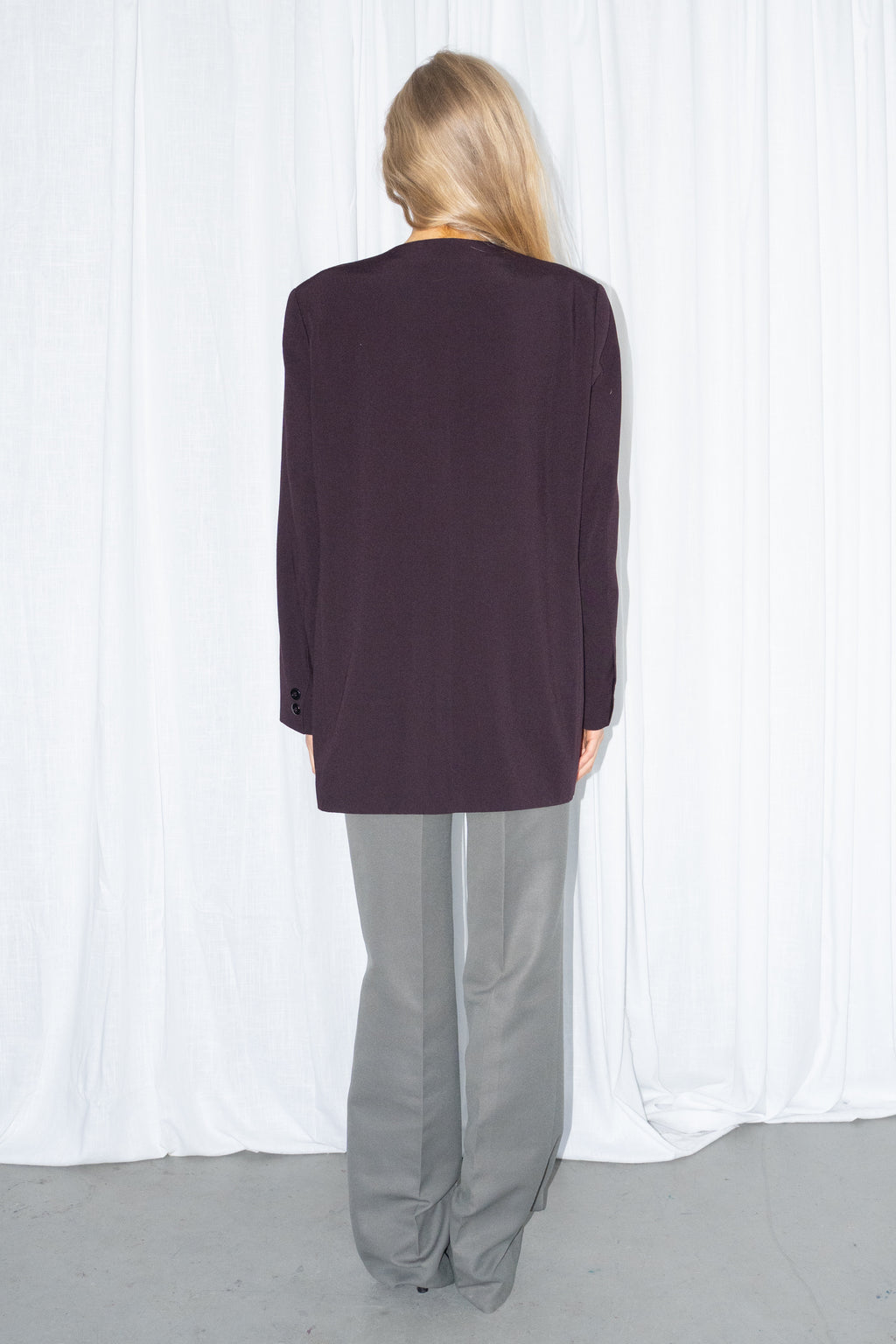 Burgundy V-Neck Blazer - Size L