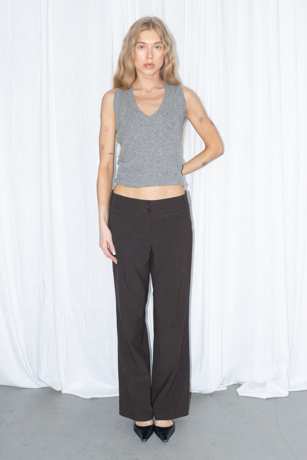 Dark Brown Tailored Trousers - Size M