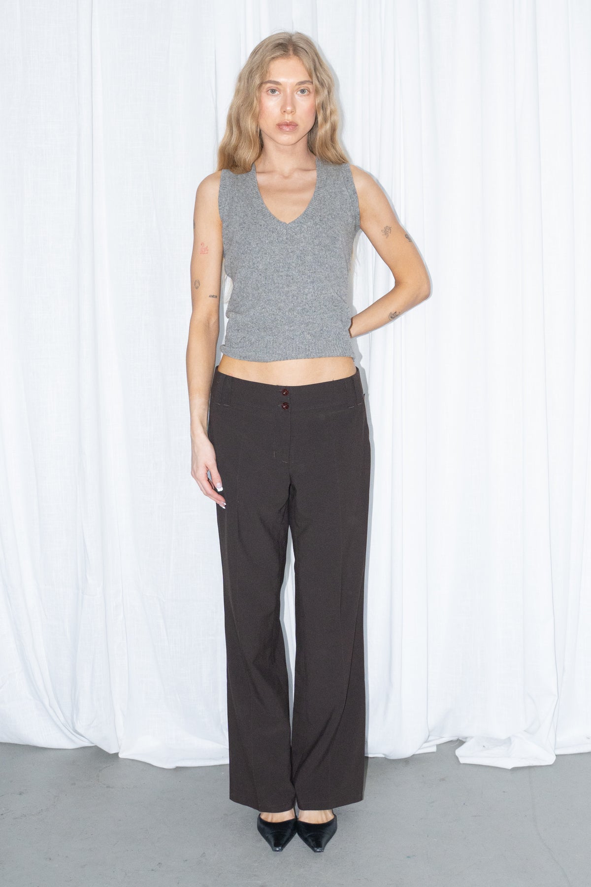 Dark Brown Tailored Trousers - Size M