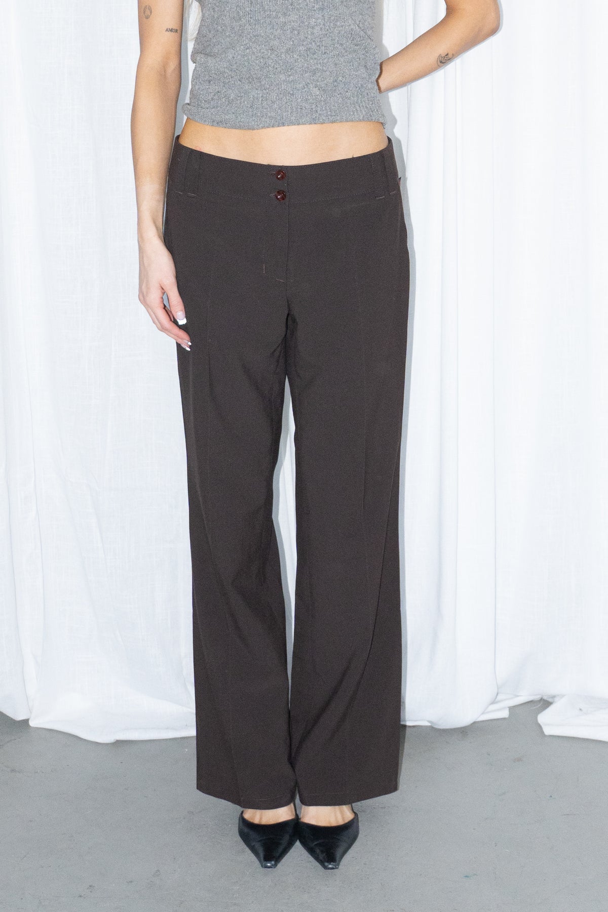 Dark Brown Tailored Trousers - Size M