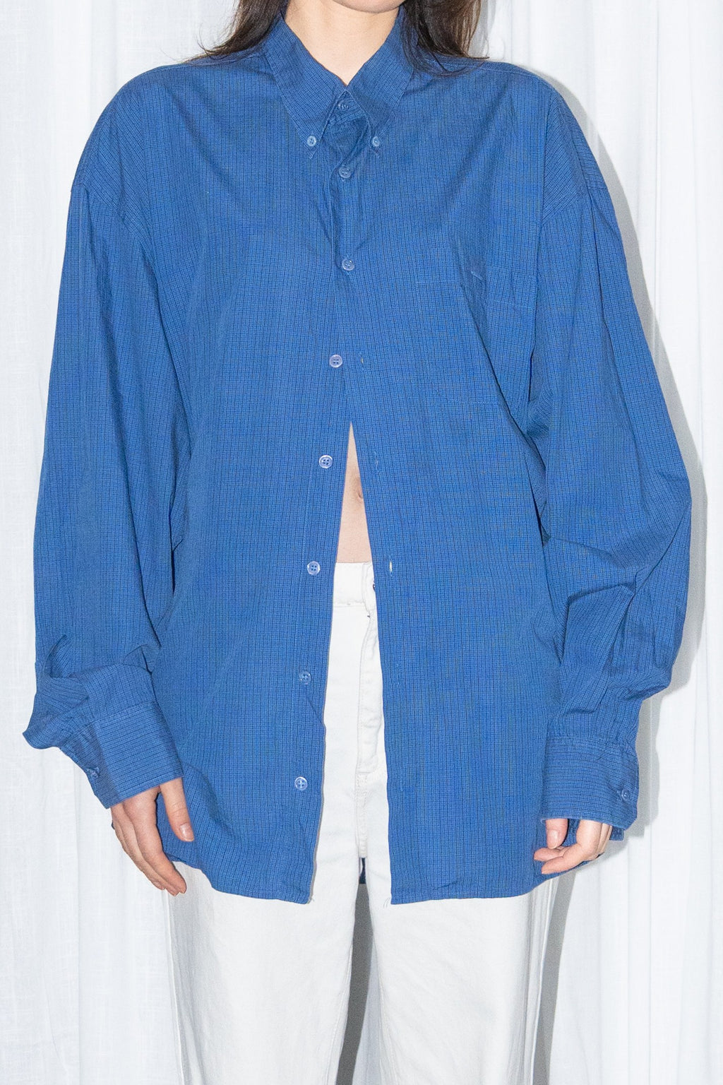 Royal Blue Oversized Button-Up Shirt