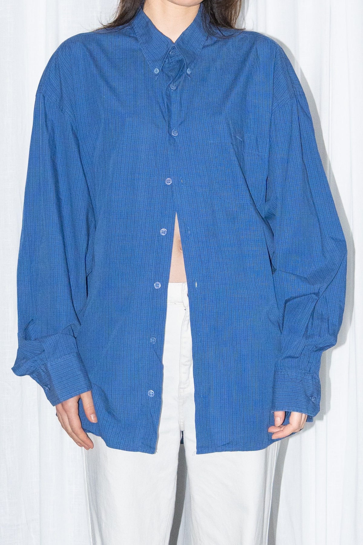 Royal Blue Oversized Button-Up Shirt