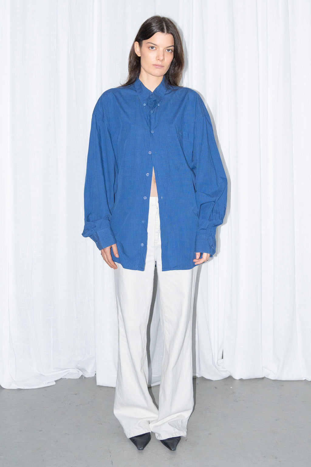 Royal Blue Oversized Button-Up Shirt