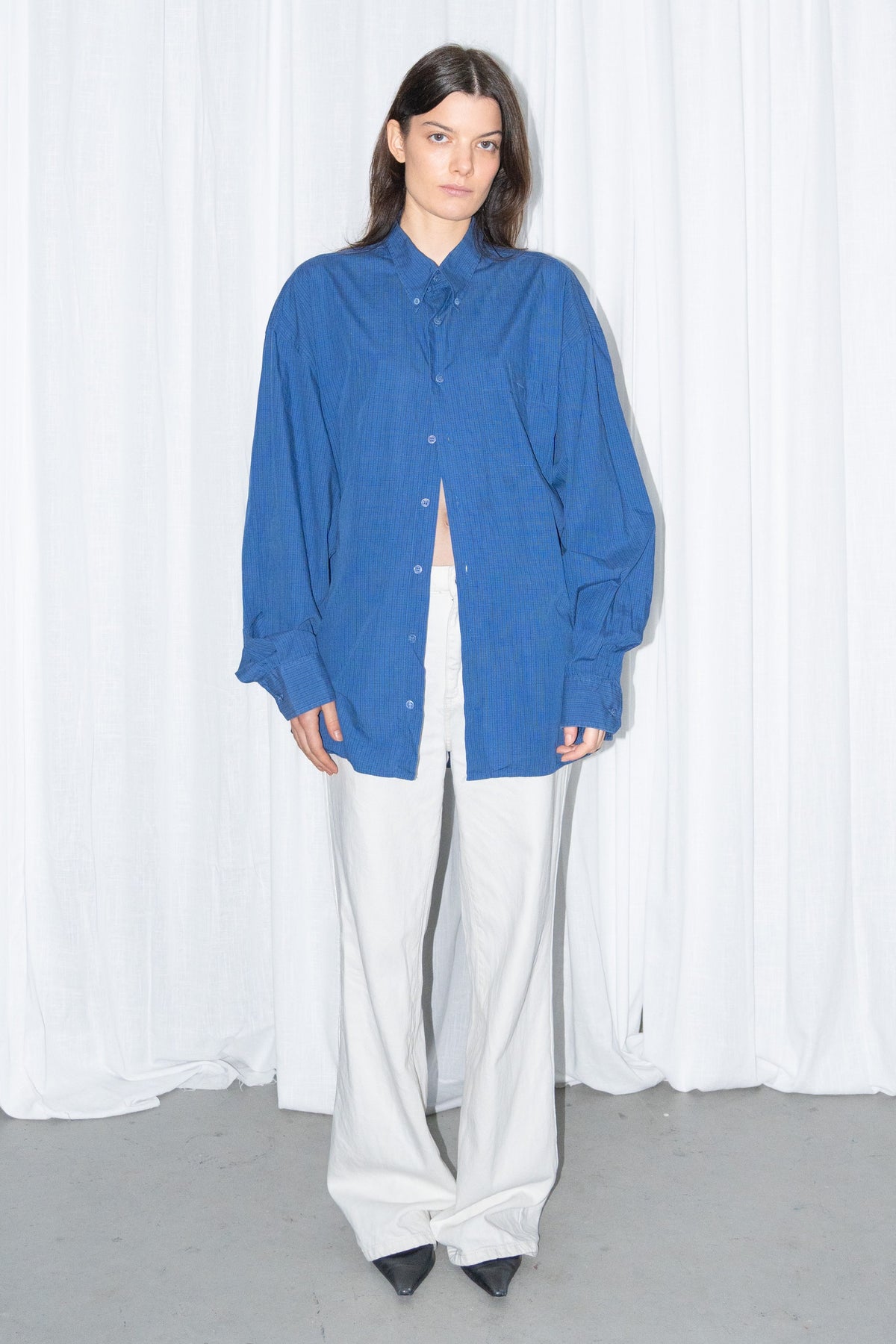 Royal Blue Oversized Button-Up Shirt