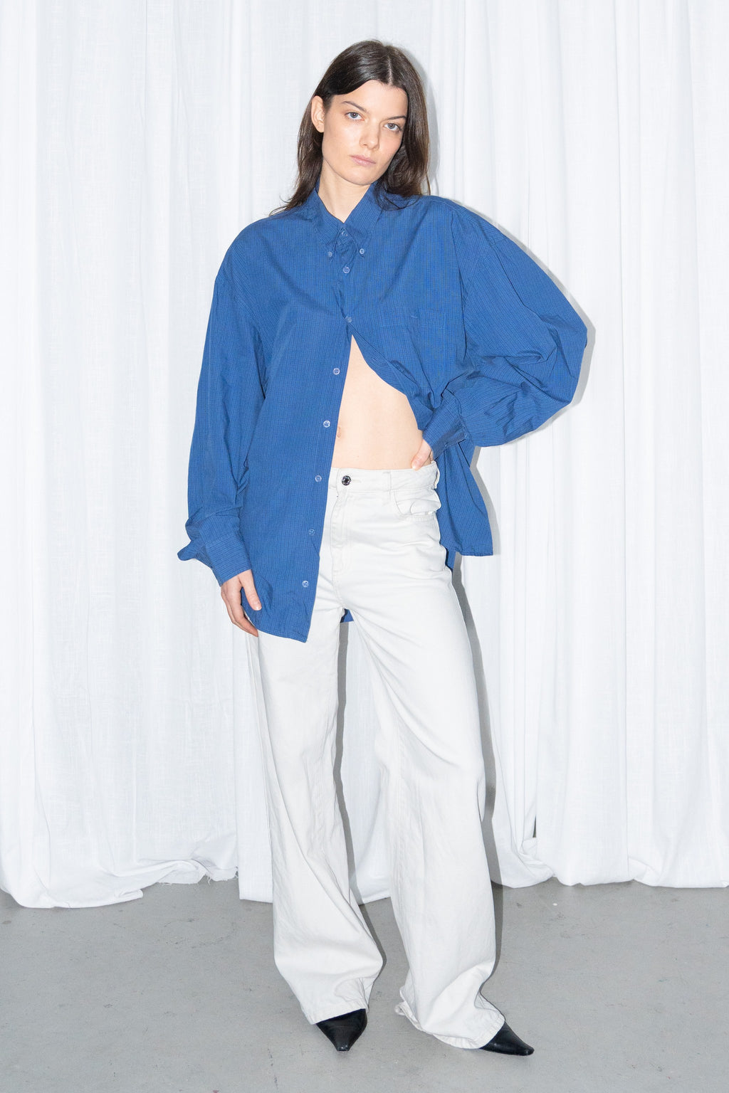 Royal Blue Oversized Button-Up Shirt