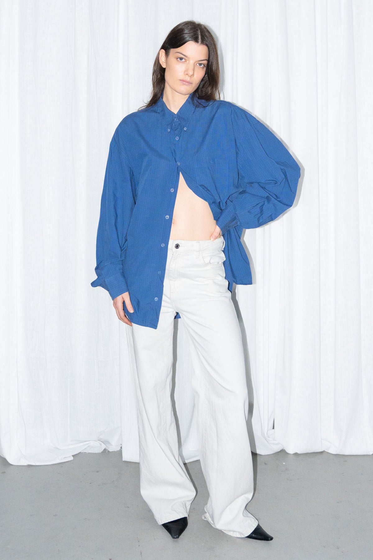 Royal Blue Oversized Button-Up Shirt