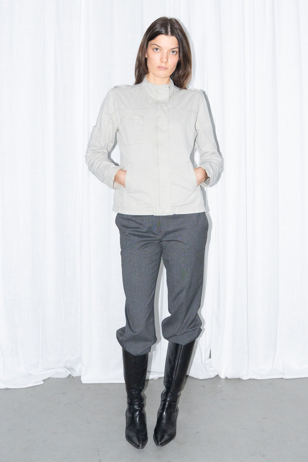 Off-White Zip-Up Utility Jacket