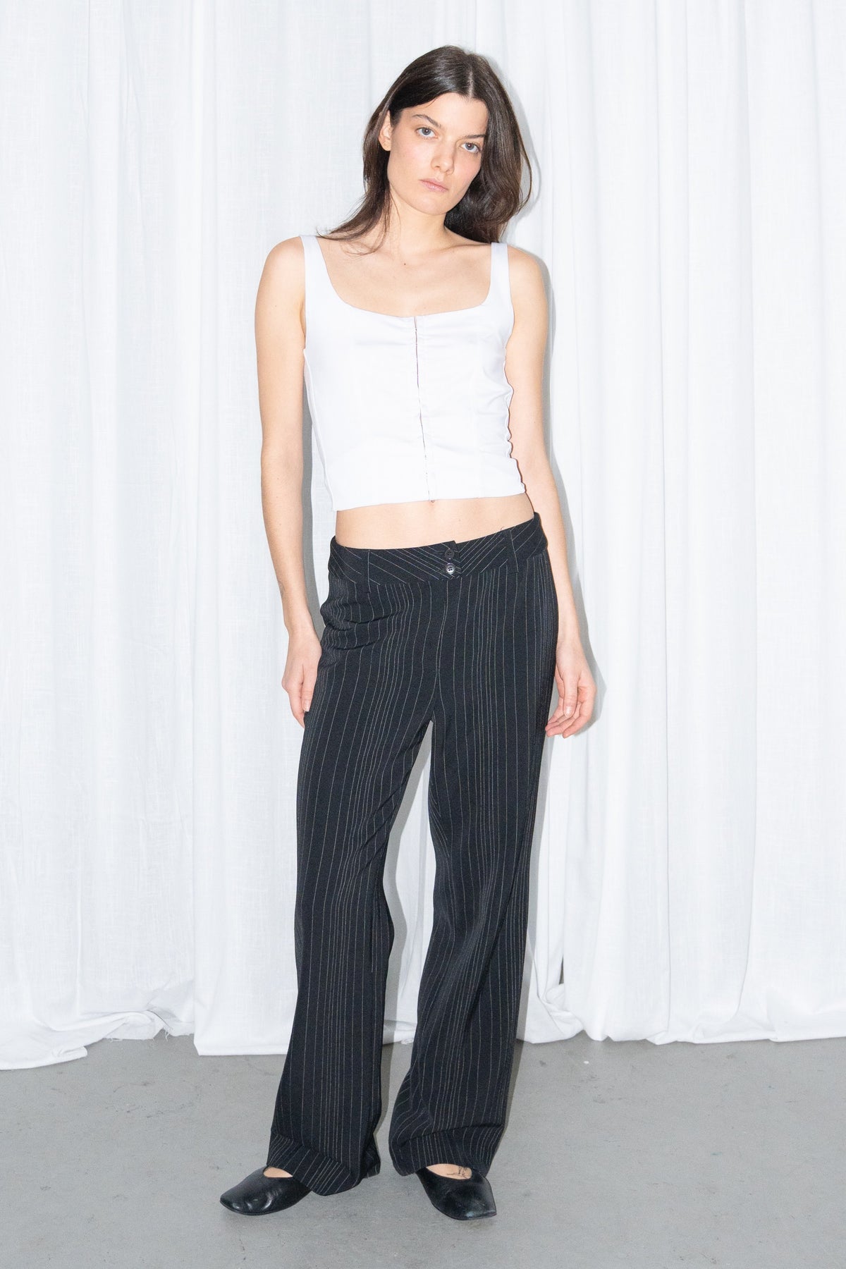 White Corset-Style Square-Neck Top