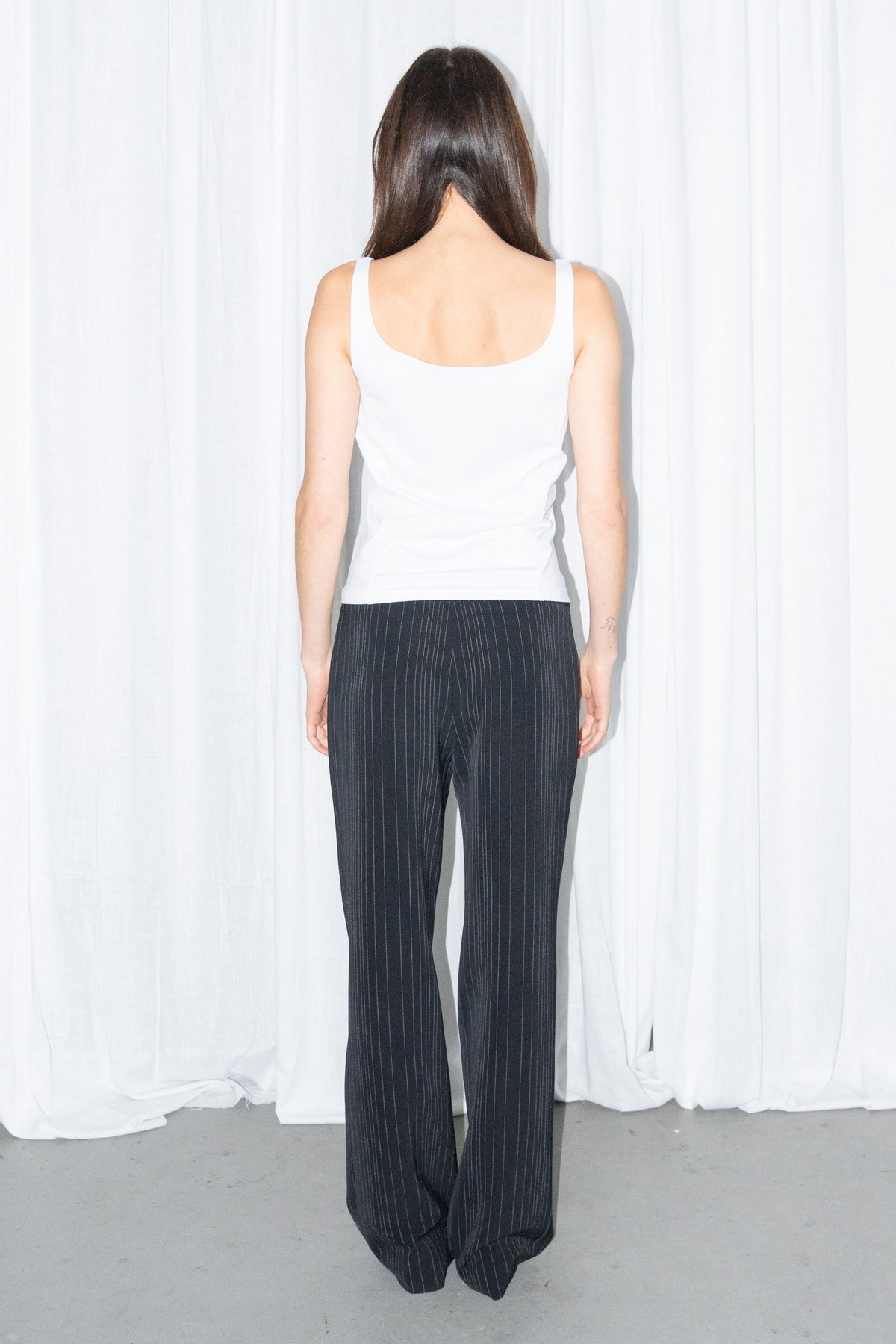 White Corset-Style Square-Neck Top