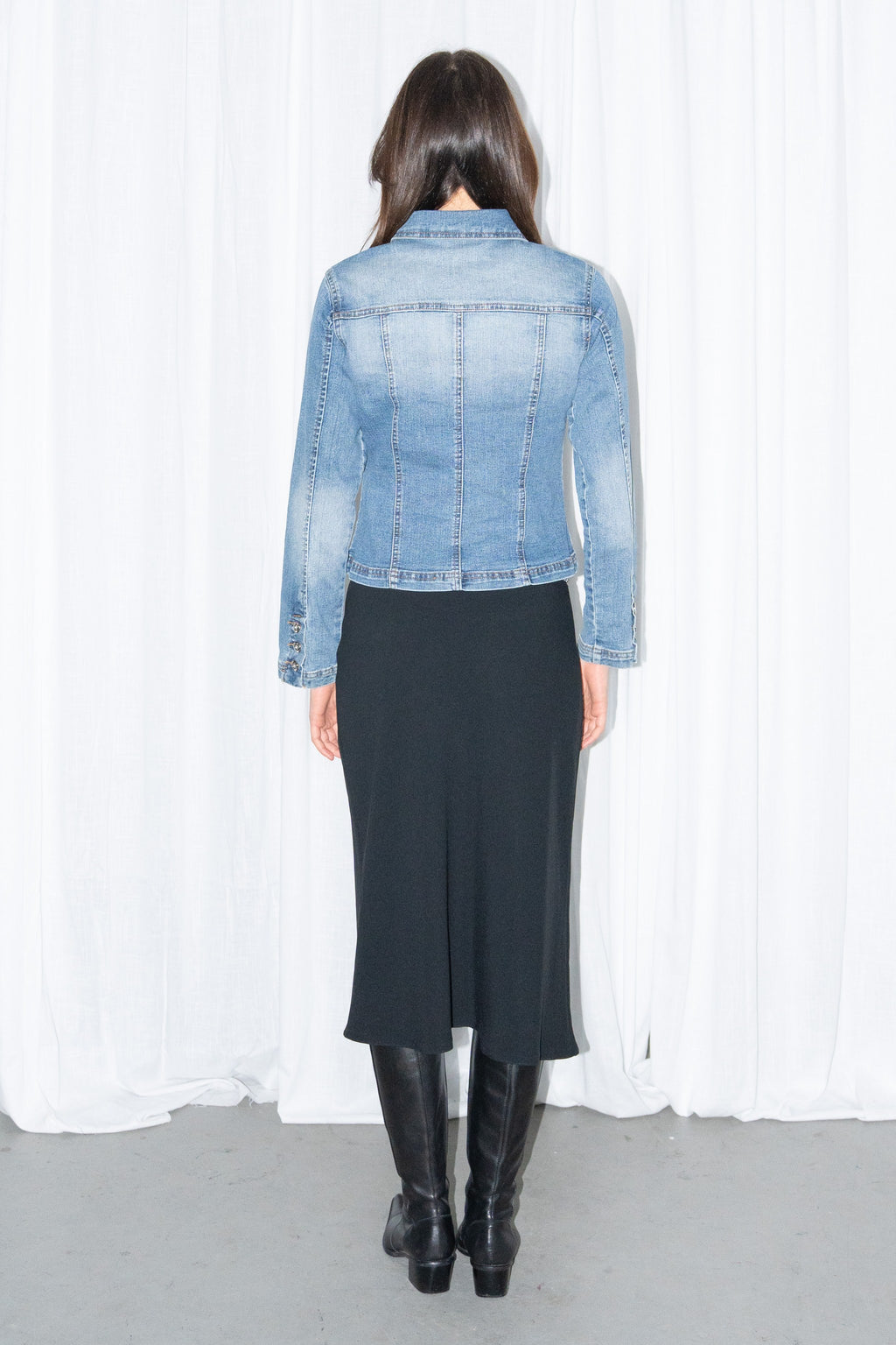 Light Blue Denim Cropped Jacket
