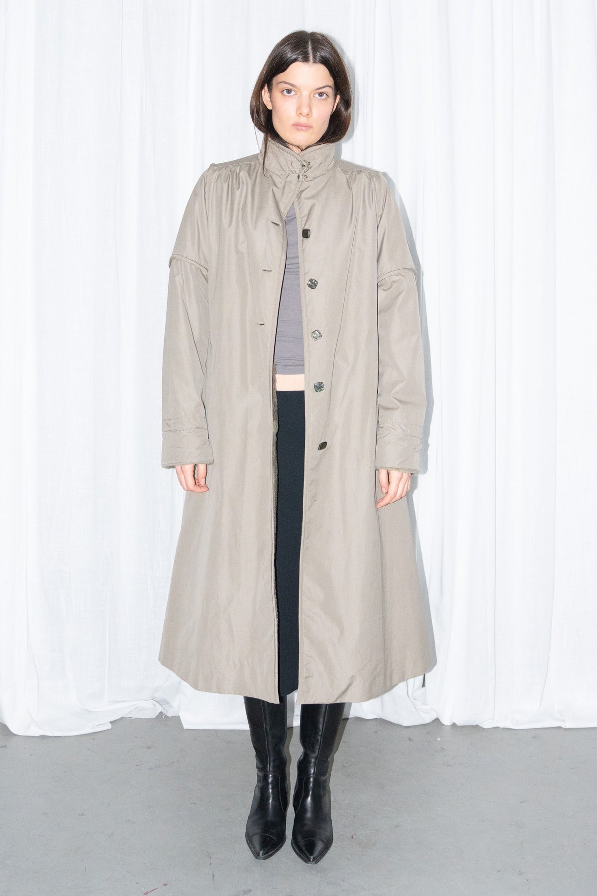 Khaki Long Wool Trench Coat