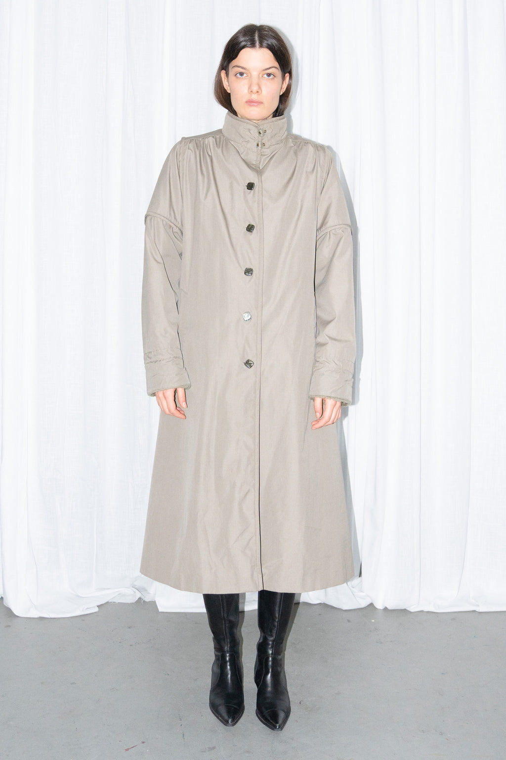 Khaki Long Wool Trench Coat